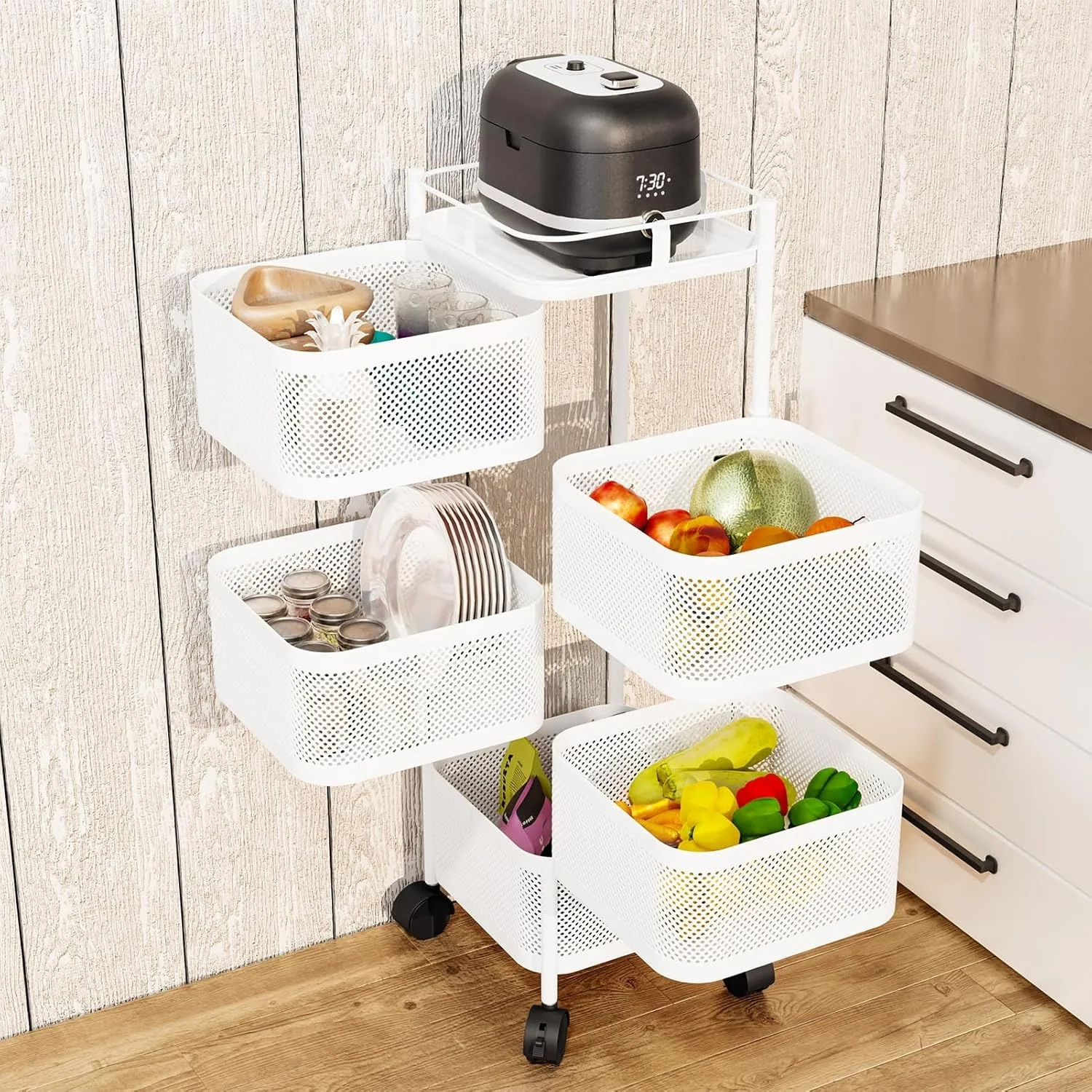 قفسه چرخشی ذخیره سازی nawoefii، سبد ذخیره سازی آشپزخانه، سبدهای چرخدار مربعی با چرخ، ذخیره سازی میوه و سبزیجات، سطل های ذخیره سازی پیاز و سیب زمینی، سبد مربعی، فولاد کربنی، برای انبار، آشپزخانه قفسه چرخشی ذخیره سازی nawoefii، سبد ذخیره سازی آشپزخانه، سبدهای چرخدار مربعی با چرخ، ذخیره سازی میوه و سبزیجات، سطل های ذخیره سازی پیاز و سیب زمینی، سبد مربعی، فولاد کربنی، برای انبار، آشپزخانه