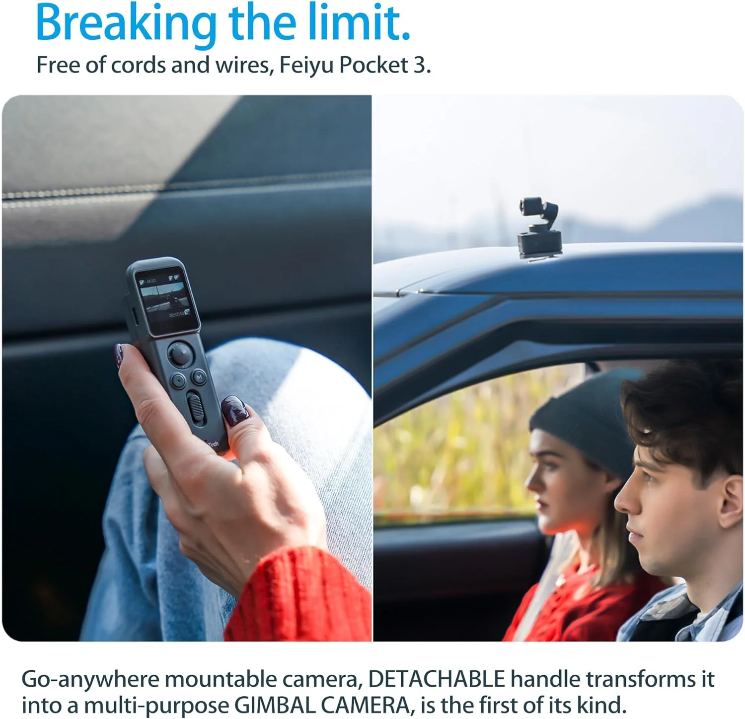 کیت Feiyu Pocket 3: دسته کنترل از راه دور و دوربین - دوربین با گیمبال 3 محوره، طراحی جداشدنی بی سیم، پایه مغناطیسی، مناسب برای مسافرت، ولاگ ماشین، حیوانات خانگی و ویدیوهای یوتیوب، FeiyuVCAM3S کیت Feiyu Pocket 3: دسته کنترل از راه دور و دوربین - دوربین با گیمبال 3 محوره، طراحی جداشدنی بی سیم، پایه مغناطیسی، مناسب برای مسافرت، ولاگ ماشین، حیوانات خانگی و ویدیوهای یوتیوب، FeiyuVCAM3S