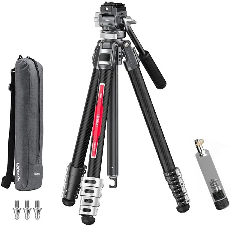سه پایه فیلمبرداری مسافرتی فیبر کربنی Ulanzi TT09 F38 VideoGo با دسته | دارای کاسه تراز یکپارچه، هد توپی پانوراما | تاشده 45 سانتی متر | ارتفاع 14-142 سانتی متر | وزن 1.5 کیلوگرم، تحمل وزن 5 کیلوگرم