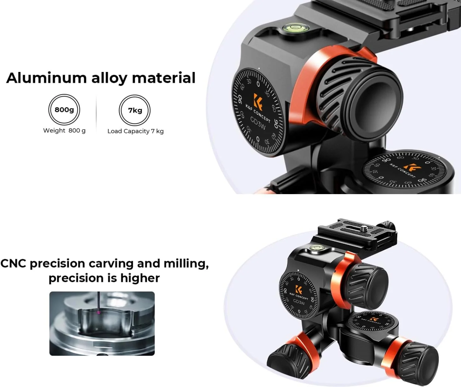 سر سه پایه دنده ای K&F Concept مدل Double O1، آلیاژ آلومینیوم CNC، سوراخ پیچ 3/8 اینچی | هد سیال با دقت بالا، تحمل وزن 6 کیلوگرم | تنظیم دقیق و میرایی برای عکاسی استودیویی محصول ماکرو سر سه پایه دنده ای K&F Concept مدل Double O1، آلیاژ آلومینیوم CNC، سوراخ پیچ 3/8 اینچی | هد سیال با دقت بالا، تحمل وزن 6 کیلوگرم | تنظیم دقیق و میرایی برای عکاسی استودیویی محصول ماکرو