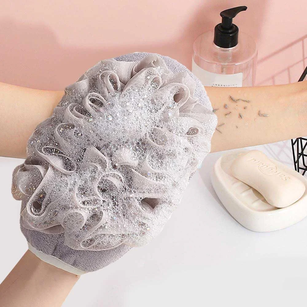 SOWUGI یک جفت دستکش لایه بردار بدن، دستکش حمام اسکراب، دستکش لایه بردار دو طرفه برای تمیز کردن بدن، اسکرابر دوش پوست (خاکستری، یک سایز) SOWUGI یک جفت دستکش لایه بردار بدن، دستکش حمام اسکراب، دستکش لایه بردار دو طرفه برای تمیز کردن بدن، اسکرابر دوش پوست (خاکستری، یک سایز)