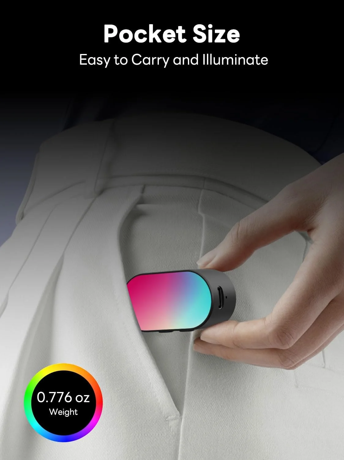 نور پرکننده LED مغناطیسی RGB آوچوان، 7 رنگ، 3 سطح روشنایی، 180 دقیقه زمان آماده به کار، حالت های گرادیان و فلاش، نورپردازی قابل حمل برای گیمبال آوچوان، عکاسی، ولاگ، پخش زنده