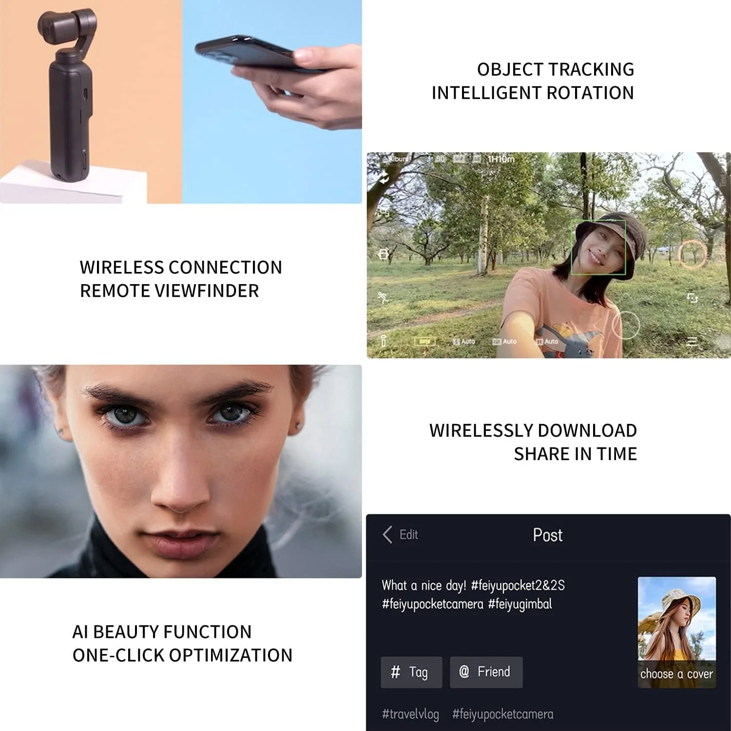 دوربین اکشن FeiyuTech Feiyu Pocket-2 با کیفیت 4K 60FPS و 12 مگاپیکسل به همراه گیمبال تثبیت کننده 3 محوره، زاویه دید عریض 130 درجه، صفحه لمسی 1.3 اینچی، وای فای، مناسب برای فیلمبرداری از سفر و ولاگ دوربین اکشن FeiyuTech Feiyu Pocket-2 با کیفیت 4K 60FPS و 12 مگاپیکسل به همراه گیمبال تثبیت کننده 3 محوره، زاویه دید عریض 130 درجه، صفحه لمسی 1.3 اینچی، وای فای، مناسب برای فیلمبرداری از سفر و ولاگ