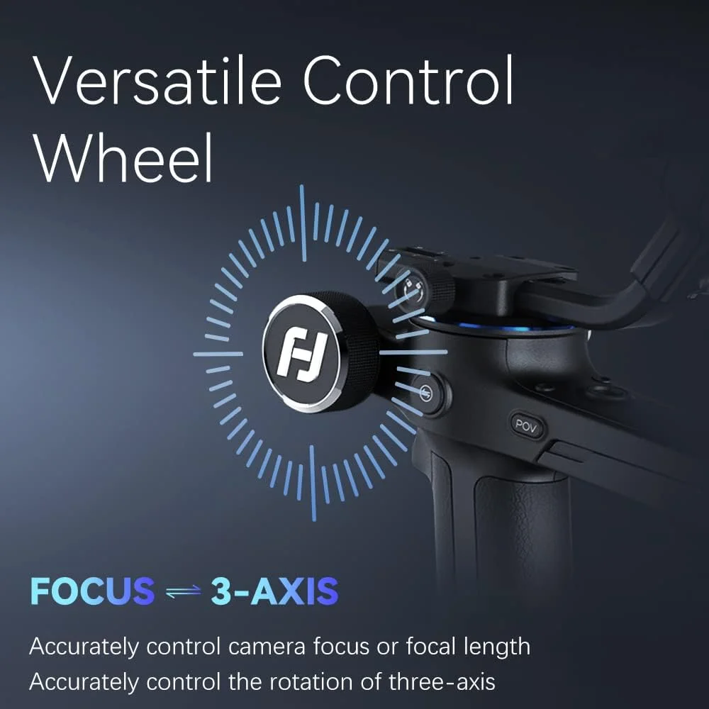 لرزشگیر دوربین FeiyuTech SCORP-C، گیمبال دستی 3 محوره برای دوربین های DSLR و بدون آینه، تحمل وزن 2.5 کیلوگرم، سازگار با سونی، کانن، پاناسونیک، لومیکس، نیکون، فوجی فیلم، دارای گریپ، سبک وزن، کنترل دکمه ای