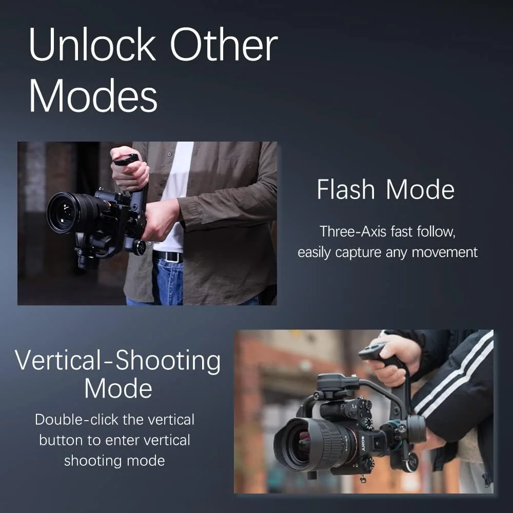 لرزشگیر دوربین FeiyuTech SCORP-C، گیمبال دستی 3 محوره برای دوربین های DSLR و بدون آینه، تحمل وزن 2.5 کیلوگرم، سازگار با سونی، کانن، پاناسونیک، لومیکس، نیکون، فوجی فیلم، دارای گریپ، سبک وزن، کنترل دکمه ای