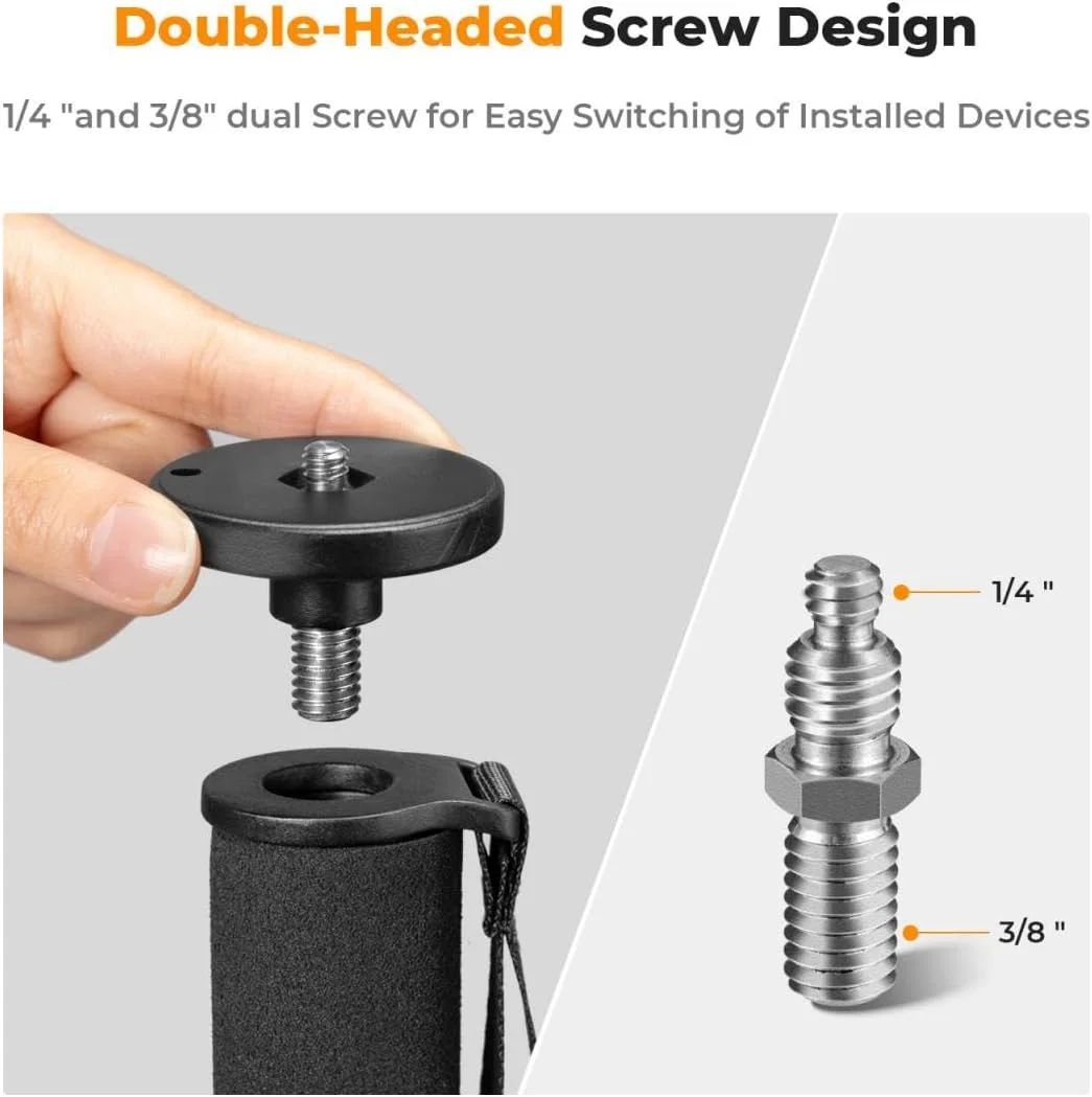 تک پایه دوربین و عصای پیاده روی و سلفی K&F Concept 160cm | 5 بخش، پیچ های نصب برگشت پذیر 1/4 و 3/8 اینچ | دسته فوم، آلومینیوم و ABS | تاشو 43 سانتی متر، وزن 330 گرم، تحمل وزن 10 کیلوگرم - KF09.138