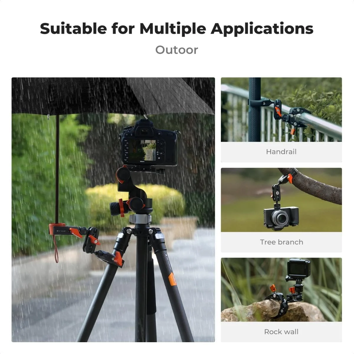 گیره سوپر K&F Concept مدل MS25 به همراه بازوی جادویی دو سر توپی | پیچ 1/4 اینچ و سرهای توپی دوگانه 360 درجه | برای دوربین های اکشن عکاسی، تولید ویدئو، نور و لوازم جانبی اضافی | تحمل وزن 1.5 کیلوگرم