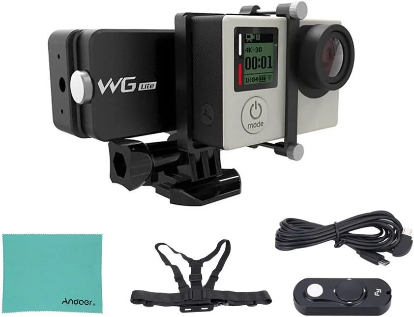 FeiyuTech Feiyu WG Lite تثبیت کننده گیمبال تک محوره پوشیدنی برای GoPro Hero 4/3+/3 و سایر دوربین ها با ابعاد مشابه + کنترل از راه دور + بند سینه الاستیک + پارچه تمیز کننده Andoer
