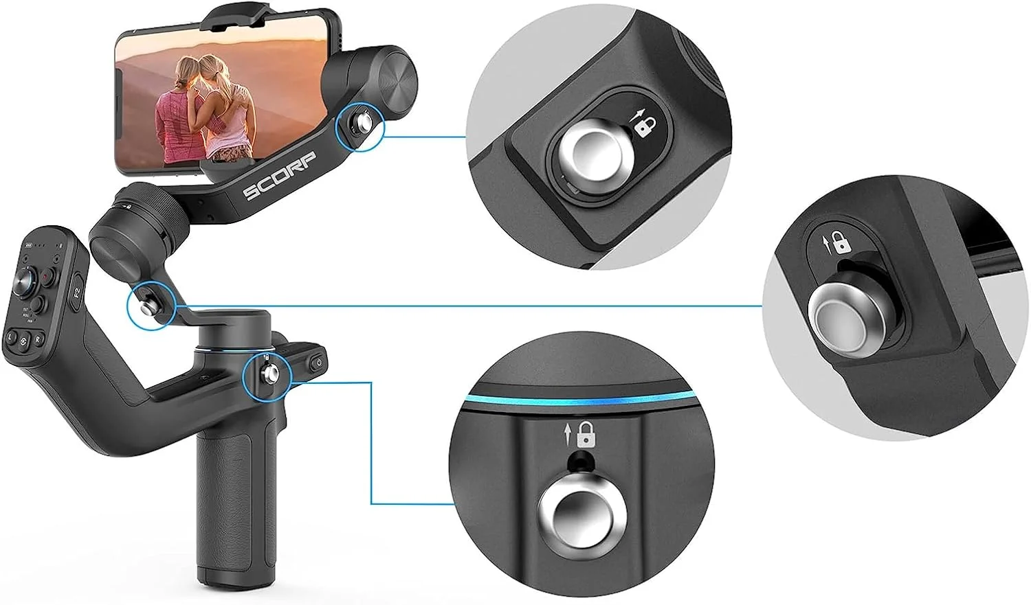 لرزشگیر گیمبال دستی سه محوره FeiyuTech Mini P با دکمه زوم برای تلفن های هوشمند مناسب برای آیفون 14 13 Pro Max Plus 12 X Xs Xr