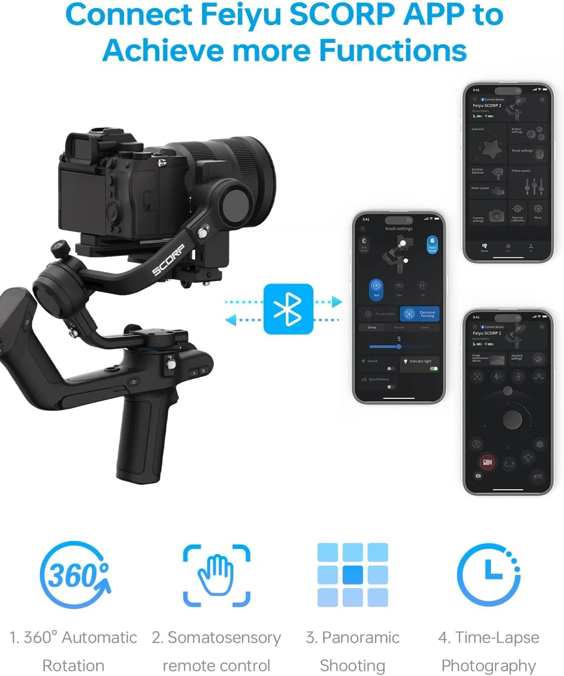 FeiyuTech SCORP 2 گیمبال استابلایزر برای دوربین، دارای هوش مصنوعی داخلی، گیمبال 3 محوره برای Sony ZV E10/Canon R50/Nikon Z30/Fujifilm، کنترل بلوتوث/کابل، صفحه لمسی، فیلمبرداری عمودی، حداکثر وزن قابل تحمل 2.5 کیلوگرم FeiyuTech SCORP 2 گیمبال استابلایزر برای دوربین، دارای هوش مصنوعی داخلی، گیمبال 3 محوره برای Sony ZV E10/Canon R50/Nikon Z30/Fujifilm، کنترل بلوتوث/کابل، صفحه لمسی، فیلمبرداری عمودی، حداکثر وزن قابل تحمل 2.5 کیلوگرم