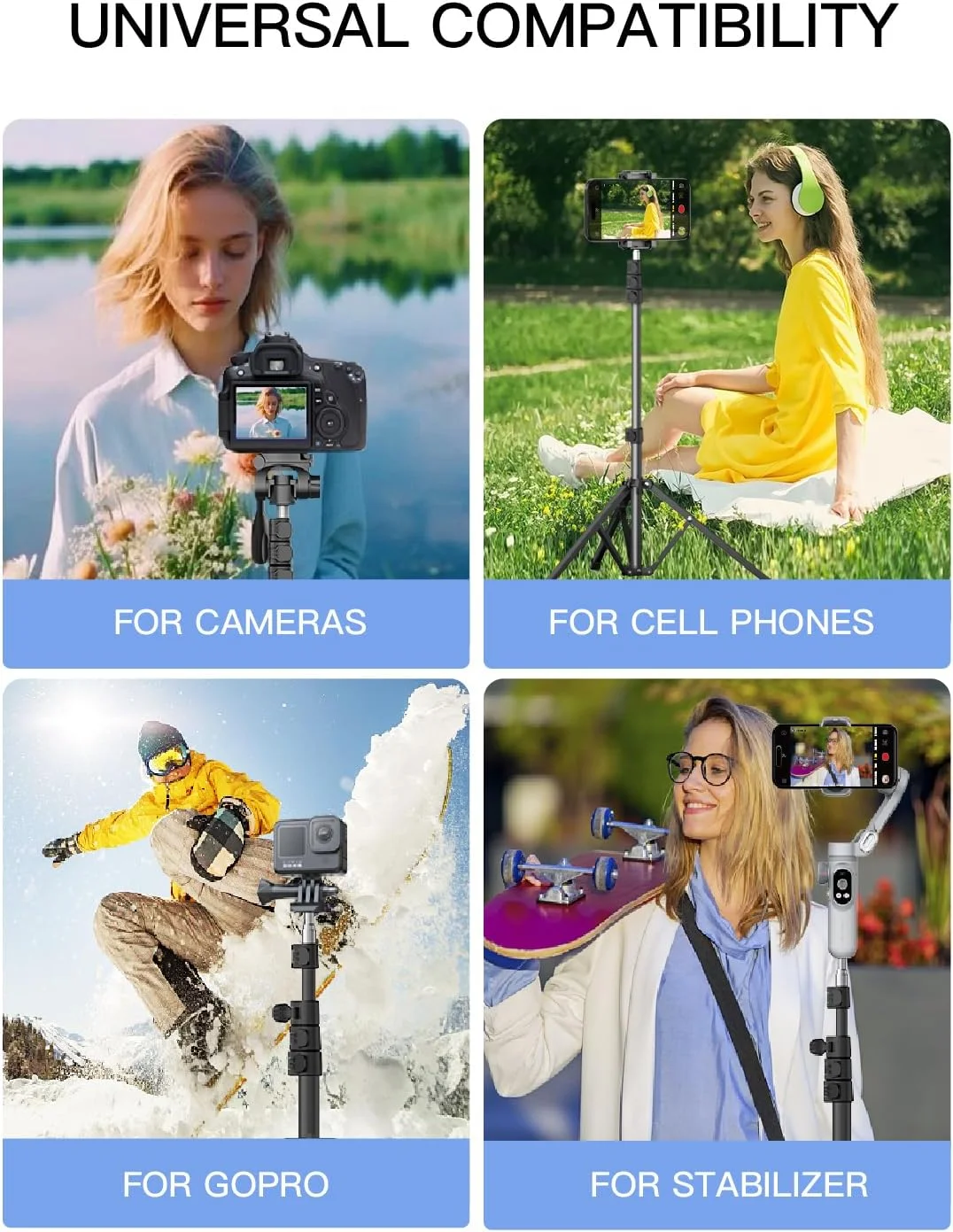 سه پایه AOCHUAN برای آیفون، سه پایه 67 اینچی تلفن همراه با کیف نگهداری برای دوربین با رابط پیچ 1/4، پایه سه پایه آیفون سازگار با دوربین های DSLR/تلفن های همراه/تثبیت کننده های گیمبال، حداکثر بار 8 کیلوگرم سه پایه AOCHUAN برای آیفون، سه پایه 67 اینچی تلفن همراه با کیف نگهداری برای دوربین با رابط پیچ 1/4، پایه سه پایه آیفون سازگار با دوربین های DSLR/تلفن های همراه/تثبیت کننده های گیمبال، حداکثر بار 8 کیلوگرم