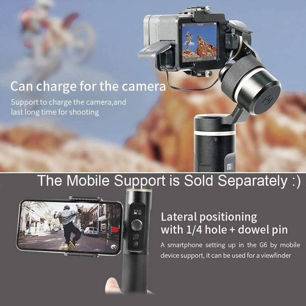 گیمبال Feiyu G6 برای دوربین های اکشن Gopro Hero 6/5/4/3، SJcam، Yi 4K یا دوربین های مشابه، به همراه: گیمبال Feiyu G6 برای دوربین های اکشن Gopro Hero 6/5/4/3، SJcam، Yi 4K یا دوربین های مشابه، به همراه: