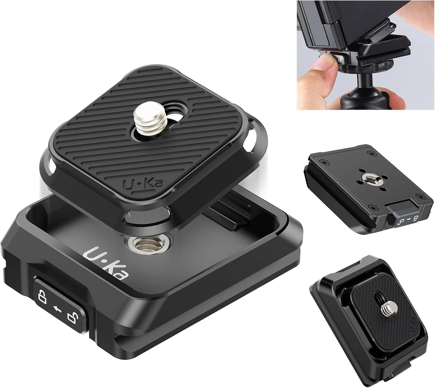 کیت صفحه و پایه اتصال سریع Ulanz i Uka F38 مدل C007 | صفحه برای آداپتور اتصال سه پایه دوربین | سازگار با تک پایه های Sony Canon DSLR و امکان تعویض بین لغزنده تثبیت کننده گیمبال DJI