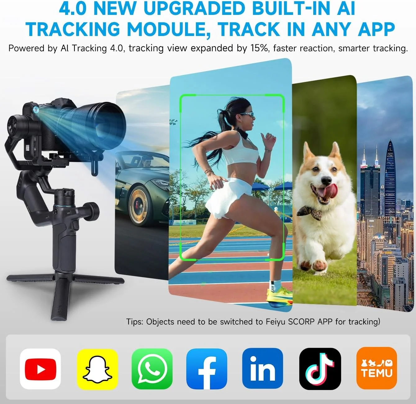 گیمبال تثبیت کننده 3 محوره Feiyutech SCORP Mini 3 Pro [Combo]، ردیابی هوش مصنوعی 4.0، دسته جداشدنی (کنترل بی سیم)، ظرفیت حمل 2 کیلوگرم، فیلمبرداری عمودی، پورت توسعه 1/4 اینچی