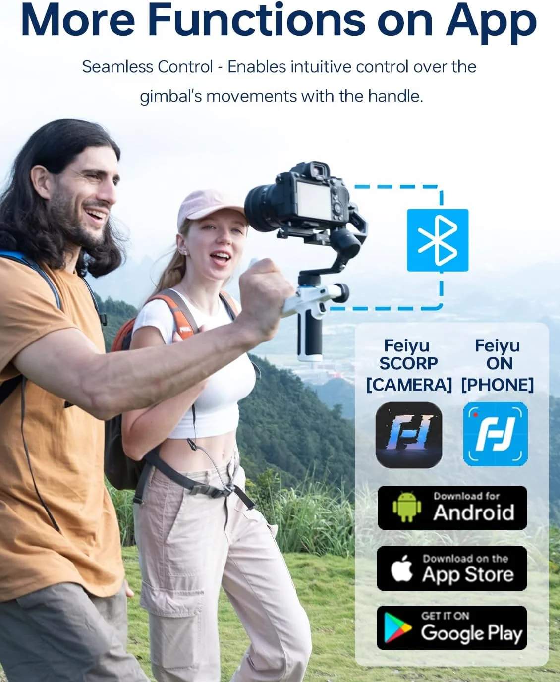 FeiyuTech SCORP Mini-2 [رسمی] تثبیت کننده دوربین 3 محوره همه کاره، گیمبال دستی با حسگر ردیابی هوش مصنوعی داخلی برای Sony A7III، Canon R6، Nikon Z30، Fujifilm، GoPro11/12، iPhone 15 14Pro، Samsung، حداکثر 1.2 کیلوگرم