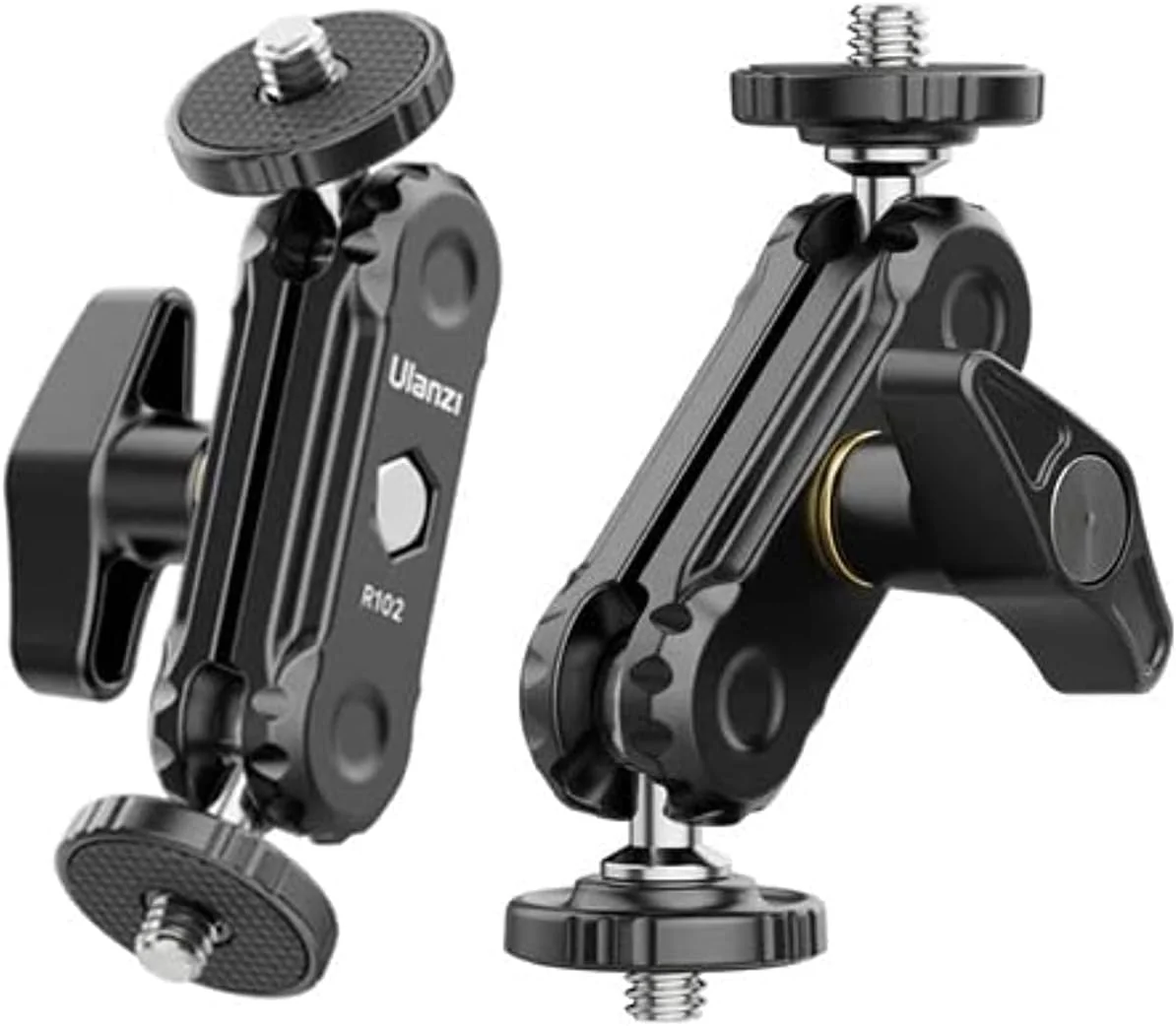 Ulanzi R102 بازوی جادویی دو سر توپی با آداپتور اصطکاکی، با پیچ ¼ اینچی برای دوربین، مانیتور، گیمبال، نور (2 عدد، آلومینیومی)