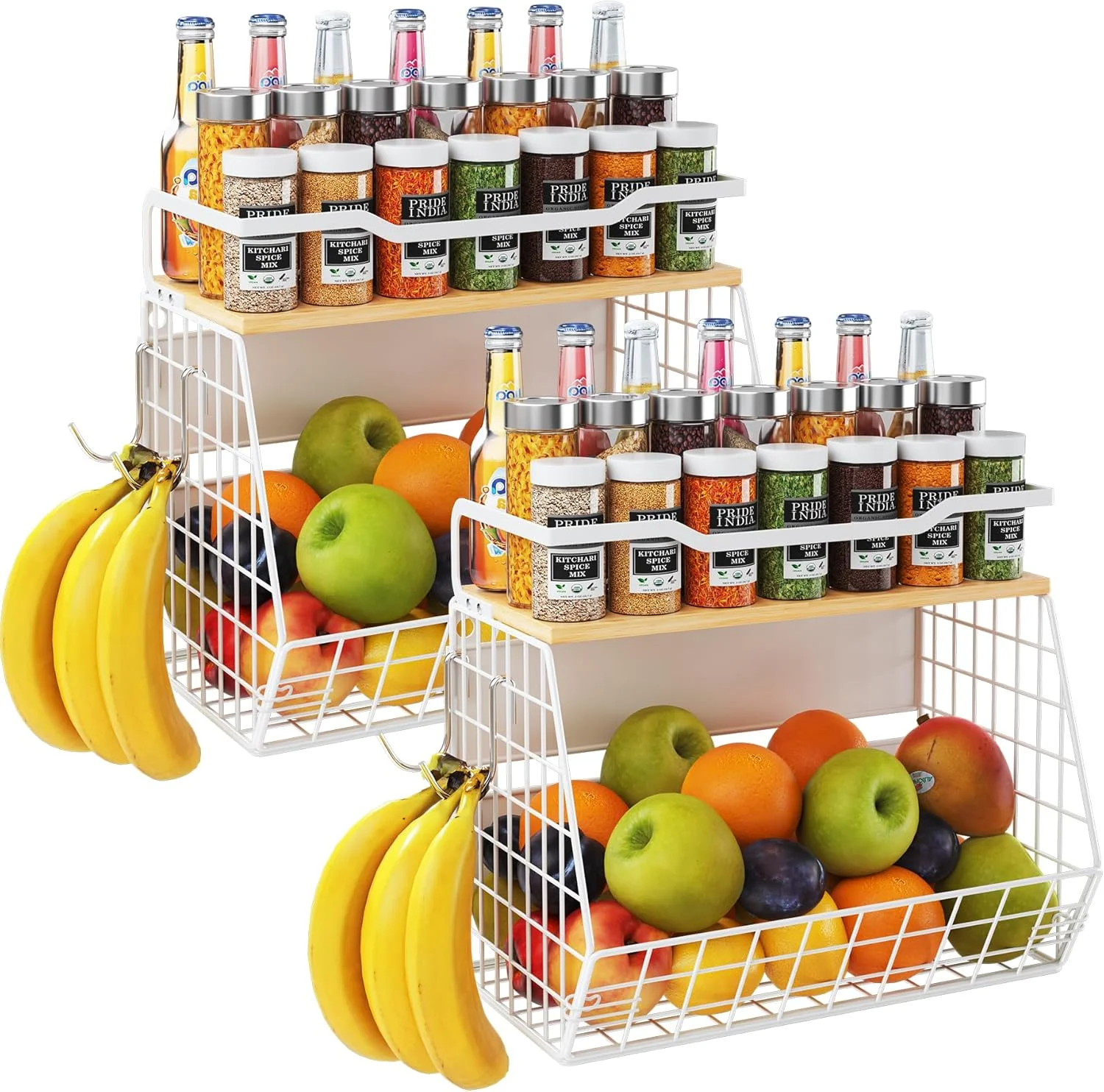 بسته 2 عددی قفسه مغناطیسی برای یخچال با آهنربای پهن تر و ضخیم تر، سبد ذخیره سازی سازمان دهنده یخچال برای میوه، پیاز، سیب زمینی، قفسه ادویه، آشپزخانه، لباسشویی، انبار (سفید، 35x17x30 سانتی متر)