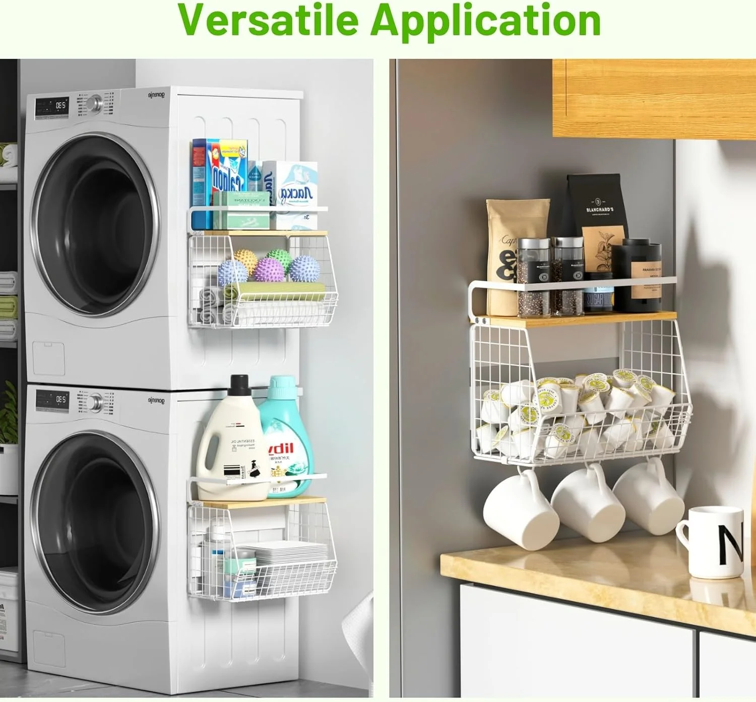 شلف مغناطیسی یخچال با درب چوبی، سطل های ذخیره سازی میوه، سیب زمینی و پیاز، سازمان دهنده و ذخیره سازی انبار، قفسه ادویه مغناطیسی بزرگ برای یخچال، پیشخوان آشپزخانه، کابینت (2، سفید)