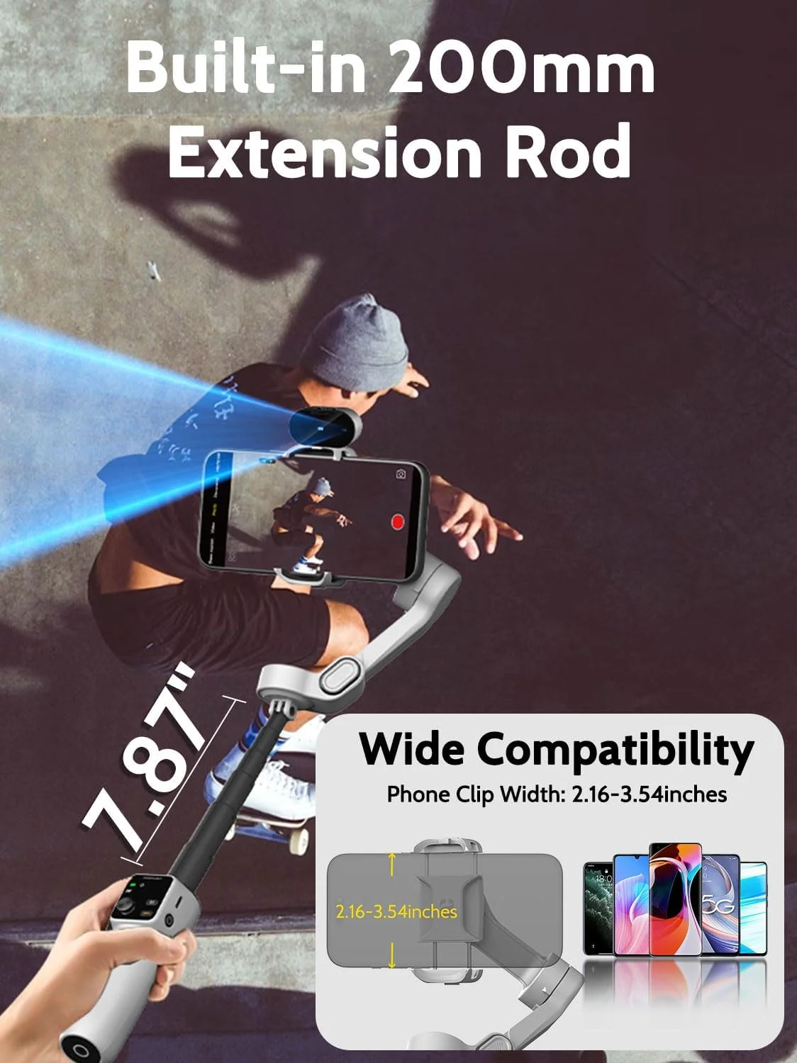 لرزشگیر گیمبال AOCHUAN برای ضبط ویدیو، گیمبال 3 محوره تلفن هوشمند با سنسور ردیابی هوش مصنوعی برای ولاگینگ، میله اکستنشن 7.8 اینچی، دکمه ماشه، یوتیوب تیک تاک (Smart V8 AI White) لرزشگیر گیمبال AOCHUAN برای ضبط ویدیو، گیمبال 3 محوره تلفن هوشمند با سنسور ردیابی هوش مصنوعی برای ولاگینگ، میله اکستنشن 7.8 اینچی، دکمه ماشه، یوتیوب تیک تاک (Smart V8 AI White)