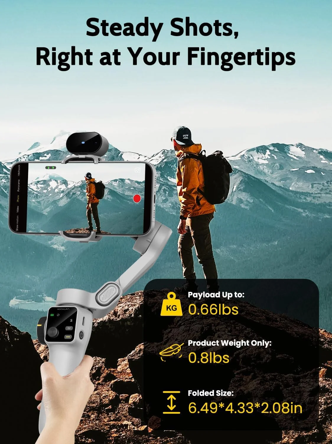 لرزشگیر گیمبال AOCHUAN برای ضبط ویدیو، گیمبال 3 محوره تلفن هوشمند با سنسور ردیابی هوش مصنوعی برای ولاگینگ، میله اکستنشن 7.8 اینچی، دکمه ماشه، یوتیوب تیک تاک (Smart V8 AI White) لرزشگیر گیمبال AOCHUAN برای ضبط ویدیو، گیمبال 3 محوره تلفن هوشمند با سنسور ردیابی هوش مصنوعی برای ولاگینگ، میله اکستنشن 7.8 اینچی، دکمه ماشه، یوتیوب تیک تاک (Smart V8 AI White)