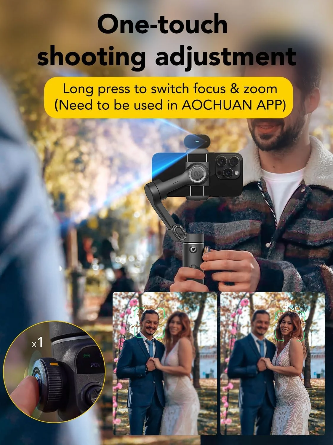 AOCHUAN Gimbal Stabilizer for Smartphone, NO APP Tracking, 20CM Extension Rod, Face & Object Tracking Stabilizer for iPhone & Android, 3-Axis OLED Gimbal for Video Recording-AOCHUAN Smart X2AI AOCHUAN Gimbal Stabilizer for Smartphone, NO APP Tracking, 20CM Extension Rod, Face & Object Tracking Stabilizer for iPhone & Android, 3-Axis OLED Gimbal for Video Recording-AOCHUAN Smart X2AI