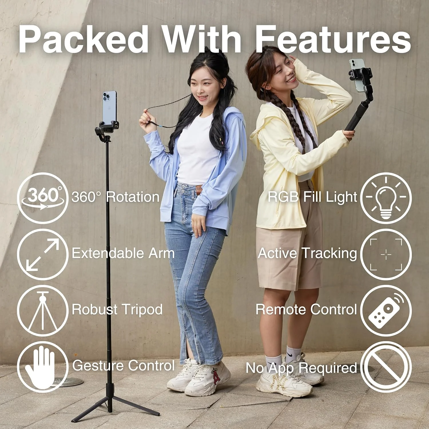 گیمبال موبایل Aochuan M2 Pro، تثبیت کننده ویدئو، مونوپاد و سه پایه، ردیابی بدن با هوش مصنوعی، نور مغناطیسی، گیمبال تاشو و قابل حمل آیفون و اندروید برای ولاگ، یوتیوب، تیک تاک و ویدیوهای اینستاگرام