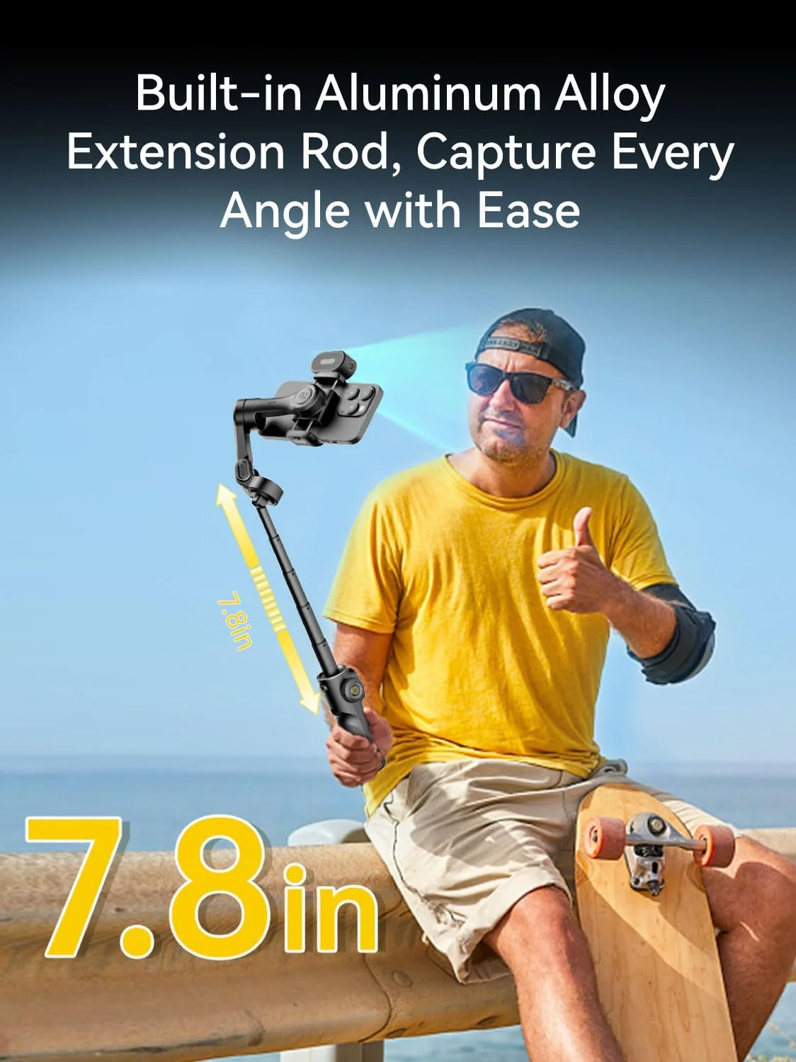 لرزشگیر گیمبال AOCHUAN برای آیفون با سنسور ردیابی هوش مصنوعی، فیلمبرداری خود را با میله افزایش طول 7.8 اینچی و صفحه نمایش OLED ارتقا دهید، لرزشگیر آیفون با پایداری 8.0 برای فیلمبرداری ورزشی - Smart X2 AI