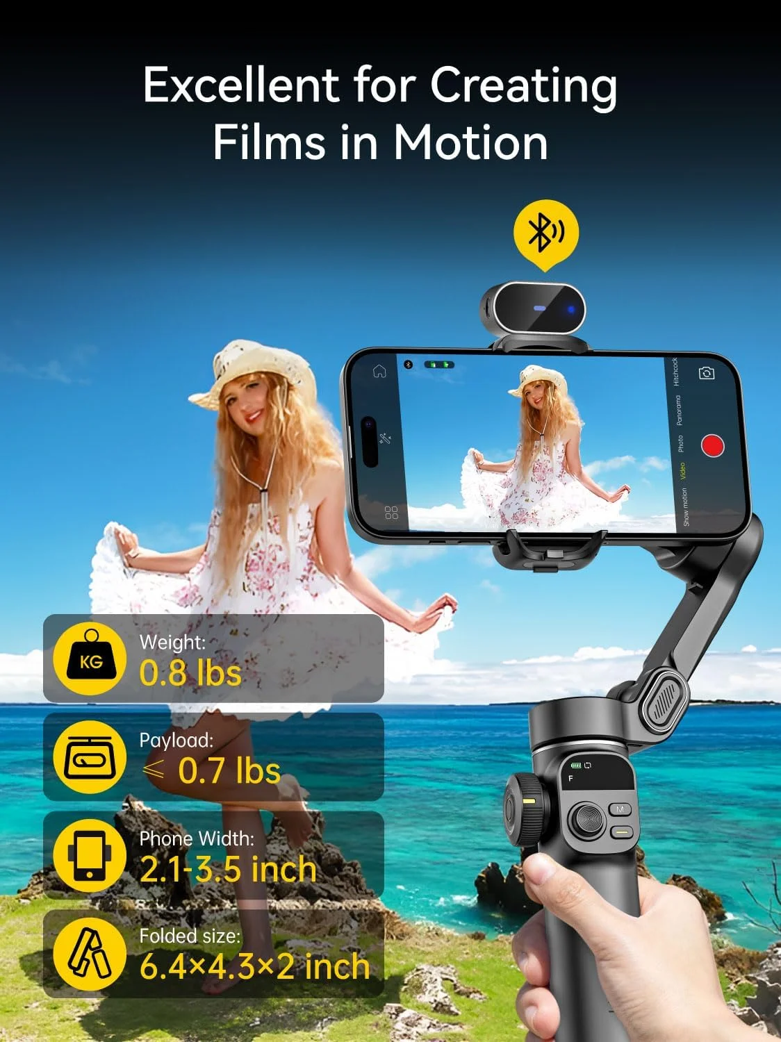 لرزشگیر گیمبال AOCHUAN برای آیفون با سنسور ردیابی هوش مصنوعی، فیلمبرداری خود را با میله افزایش طول 7.8 اینچی و صفحه نمایش OLED ارتقا دهید، لرزشگیر آیفون با پایداری 8.0 برای فیلمبرداری ورزشی - Smart X2 AI