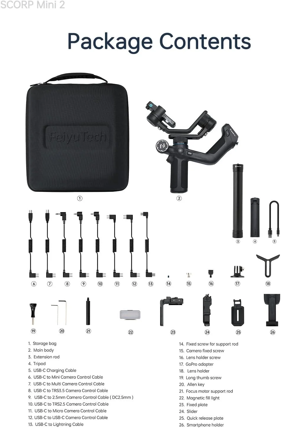 کیت رسمی FeiyuTech SCORP Mini 2، تثبیت کننده گیمبال با 3 محور، گیمبال همه کاره برای دوربین های بدون آینه، تلفن های هوشمند، دوربین های اکشن، ردیاب هوش مصنوعی داخلی، با کیف حمل، مشکی کیت رسمی FeiyuTech SCORP Mini 2، تثبیت کننده گیمبال با 3 محور، گیمبال همه کاره برای دوربین های بدون آینه، تلفن های هوشمند، دوربین های اکشن، ردیاب هوش مصنوعی داخلی، با کیف حمل، مشکی