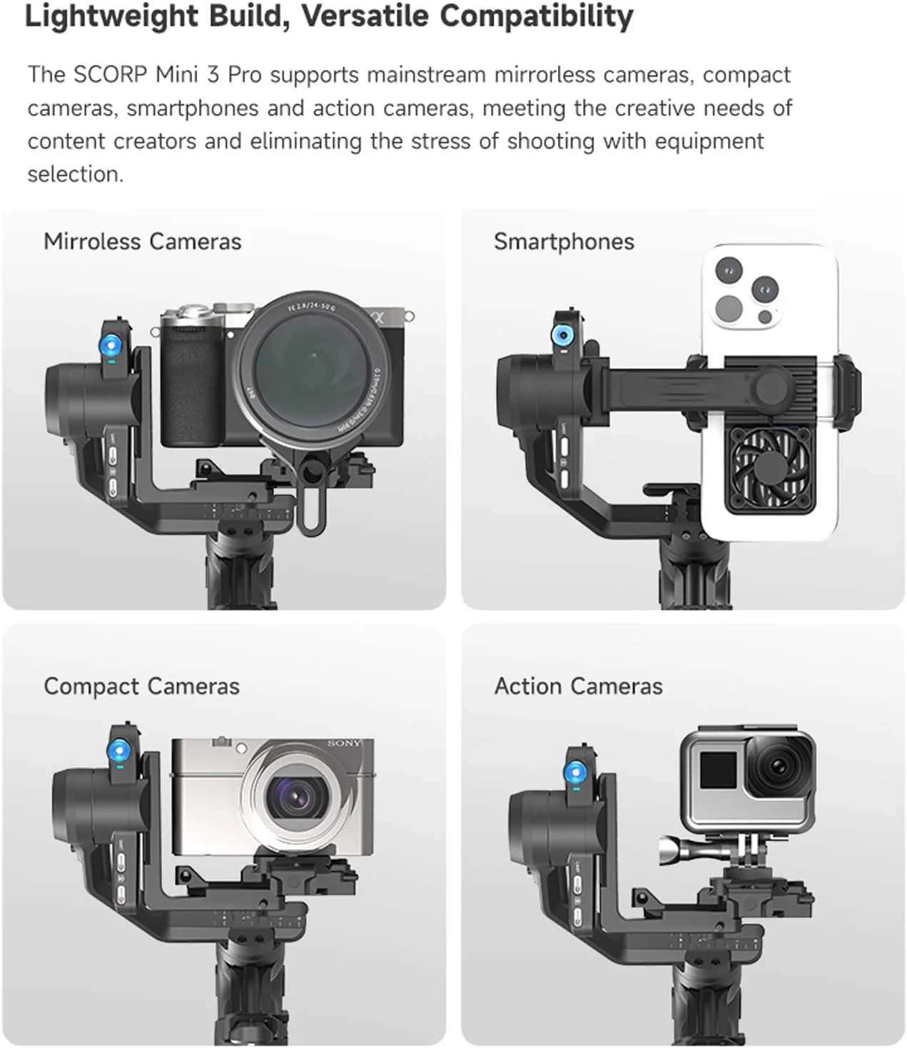 FeiyuTech SCORP Mini 3 Pro Kit تثبیت کننده دوربین 3 محوره، ردیابی هوش مصنوعی داخلی، گیمبال دستی همه کاره برای دوربین های بدون آینه، دوربین جیبی، دوربین اکشن، تلفن، بارگیری 2 کیلوگرمی FeiyuTech SCORP Mini 3 Pro Kit تثبیت کننده دوربین 3 محوره، ردیابی هوش مصنوعی داخلی، گیمبال دستی همه کاره برای دوربین های بدون آینه، دوربین جیبی، دوربین اکشن، تلفن، بارگیری 2 کیلوگرمی