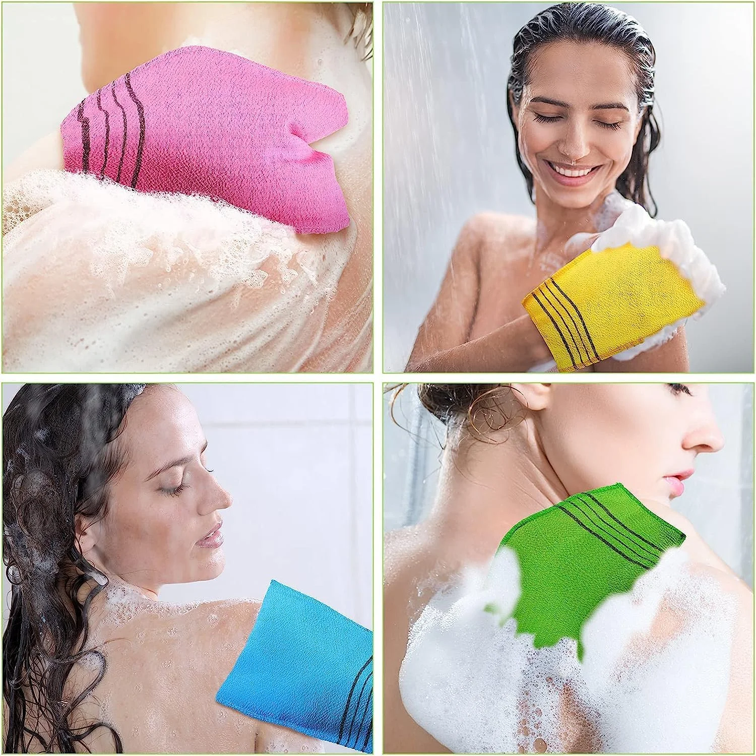 مجموعه 6 عددی پارچه لایه بردار بدن مومو بیر، حوله ایتالیایی، دستکش لایه بردار به سبک کره ای، پارچه اسکراب به سبک کره ای، حوله اسکراب لایه بردار بدن