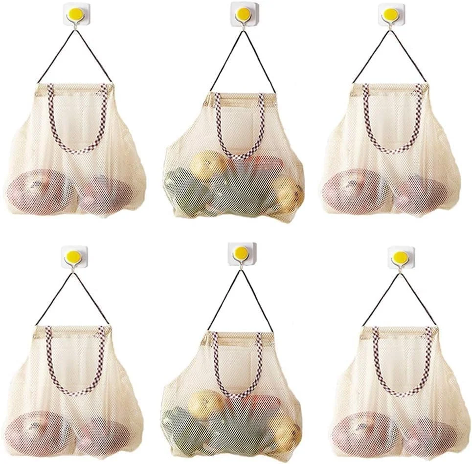 لومشو 6 عدد کیسه توری آویز قابل استفاده مجدد برای نگهداری، بادوام و قوی برای میوه و سبزیجات / کیسه های توری مقاوم در برابر کشش برای سیب زمینی، پیاز یا کیسه زباله - شفاف لومشو 6 عدد کیسه توری آویز قابل استفاده مجدد برای نگهداری، بادوام و قوی برای میوه و سبزیجات / کیسه های توری مقاوم در برابر کشش برای سیب زمینی، پیاز یا کیسه زباله - شفاف