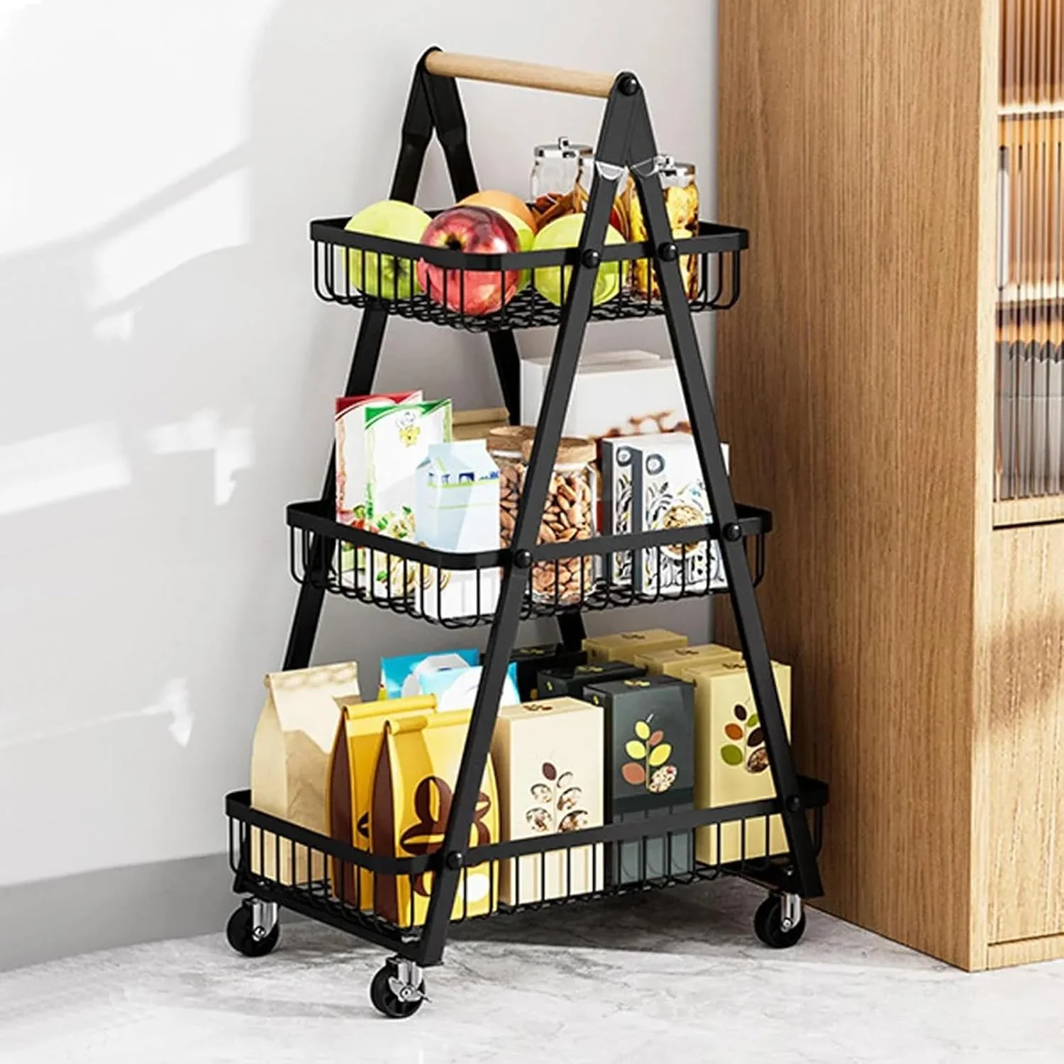 سبد ذخیره سازی میوه و سبزیجات LIODUX برای آشپزخانه - سبد فلزی سیمی چرخ دار، قفسه کاربردی میوه، سازمان دهنده تنقلات برای انبار حمام (3 طبقه) سبد ذخیره سازی میوه و سبزیجات LIODUX برای آشپزخانه - سبد فلزی سیمی چرخ دار، قفسه کاربردی میوه، سازمان دهنده تنقلات برای انبار حمام (3 طبقه)