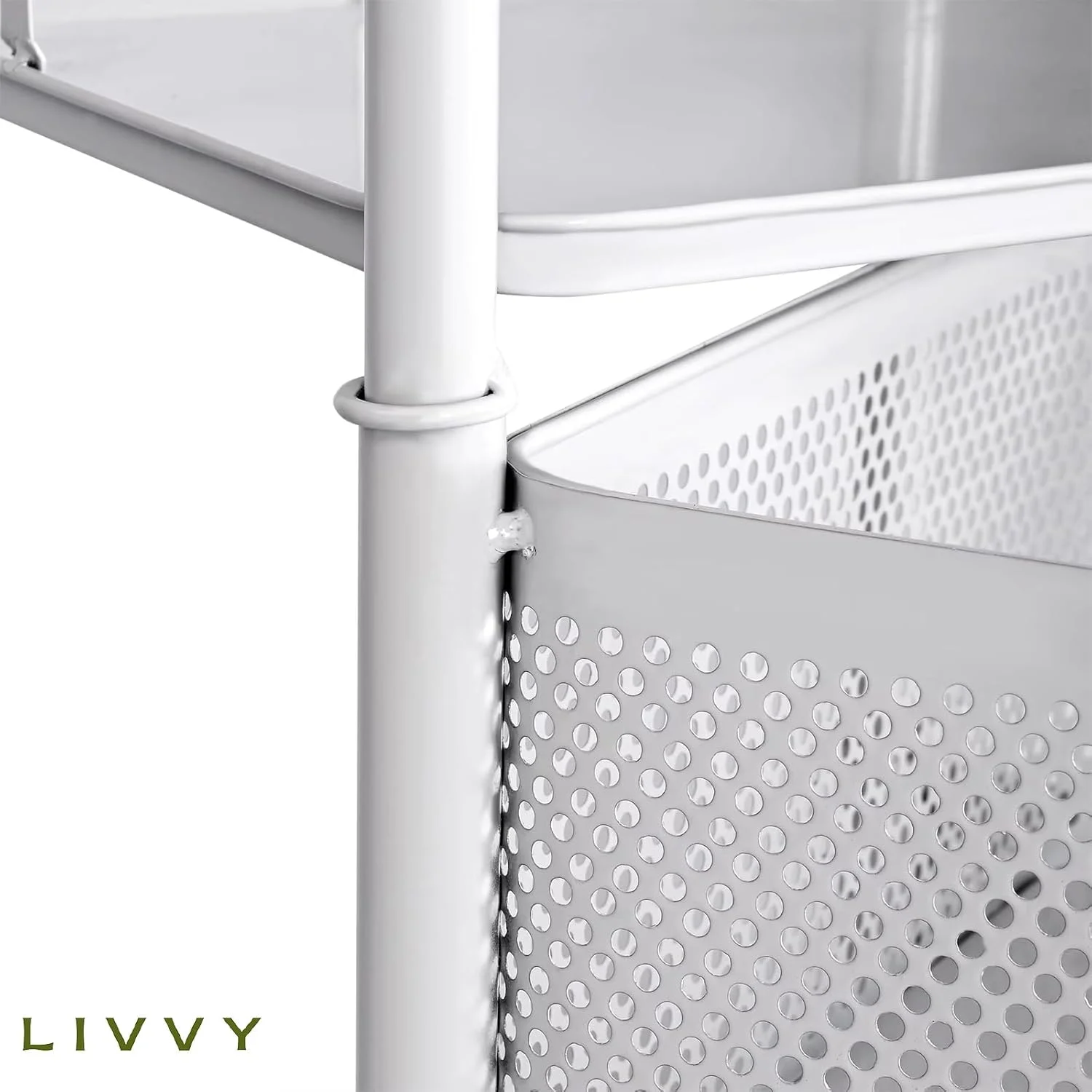 ترولی آشپزخانه 3 طبقه Livvy با چرخ - سبد مستطیلی فولادی - سازمان دهنده چرخشی برای میوه ها و سبزیجات - قفسه نگهداری و سازمان دهنده خانگی برای آشپزخانه (مشکی)