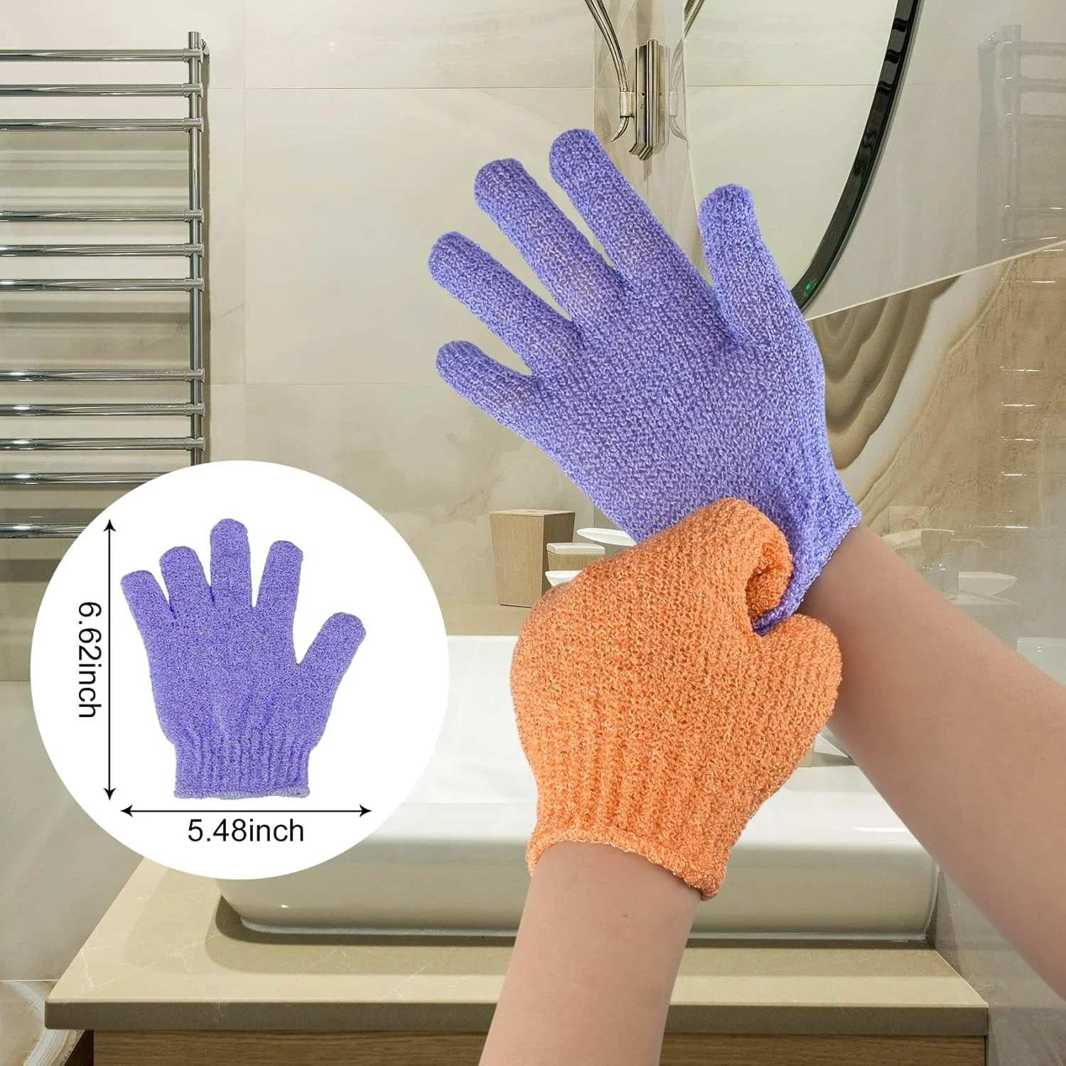 دستکش حمام MELTU، 4 عددی، دستکش لایه بردار، دستکش لایه بردار بدن، لیف دستکشی حمام برای آقایان و بانوان (سفید، 4 عددی)