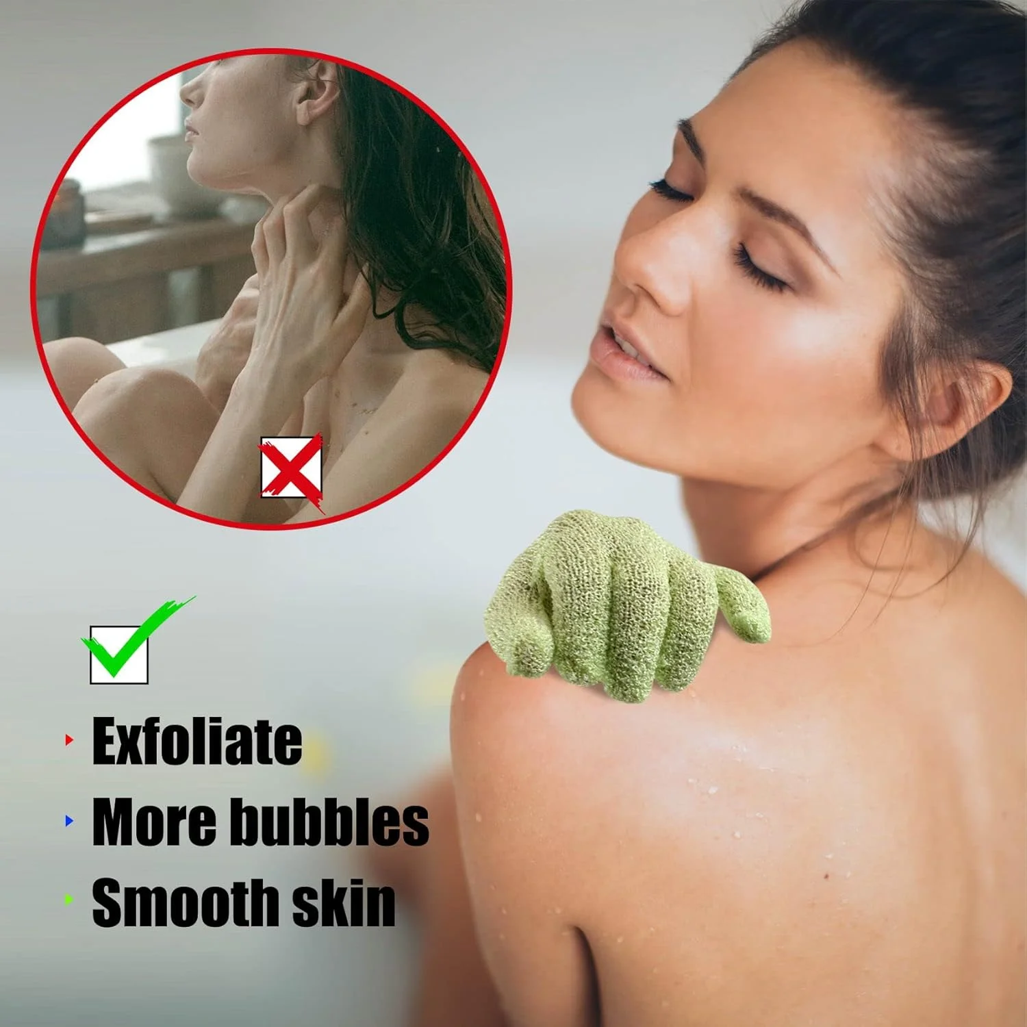 دستکش حمام MELTU، 4 عددی، دستکش لایه بردار، دستکش لایه بردار بدن، لیف دستکشی حمام برای آقایان و بانوان (سفید، 4 عددی)