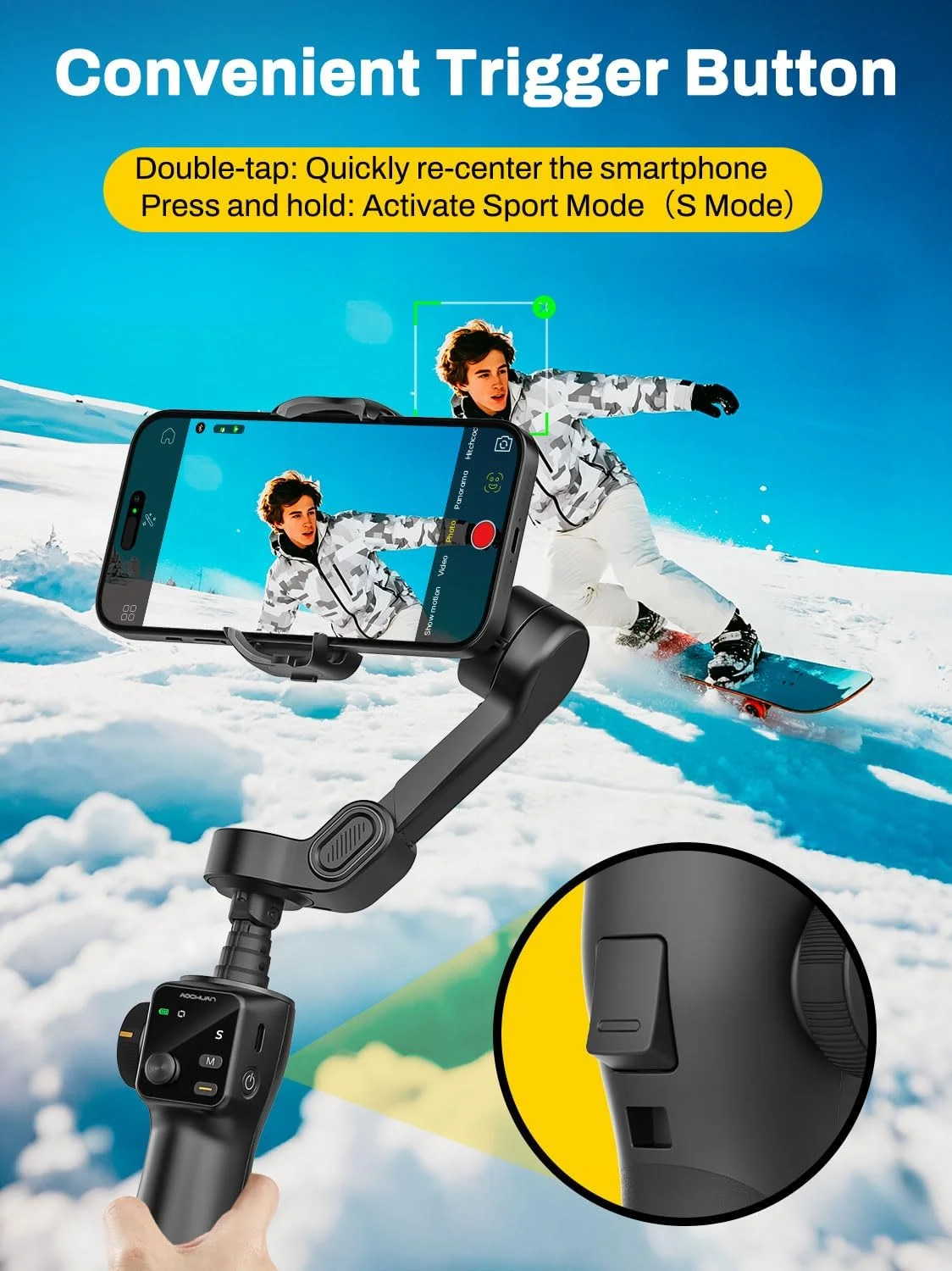 لرزشگیر گیمبال AOCHUAN برای آیفون با ریموت بلوتوث، لرزشگیر 3 محوره گوشی با میله افزایش طول 7.8 اینچی، گیمبال گوشی هوشمند با ردیابی چهره هوش مصنوعی، کنترل حرکتی برای فیلمبرداری - کیت Smart V8 مشکی لرزشگیر گیمبال AOCHUAN برای آیفون با ریموت بلوتوث، لرزشگیر 3 محوره گوشی با میله افزایش طول 7.8 اینچی، گیمبال گوشی هوشمند با ردیابی چهره هوش مصنوعی، کنترل حرکتی برای فیلمبرداری - کیت Smart V8 مشکی