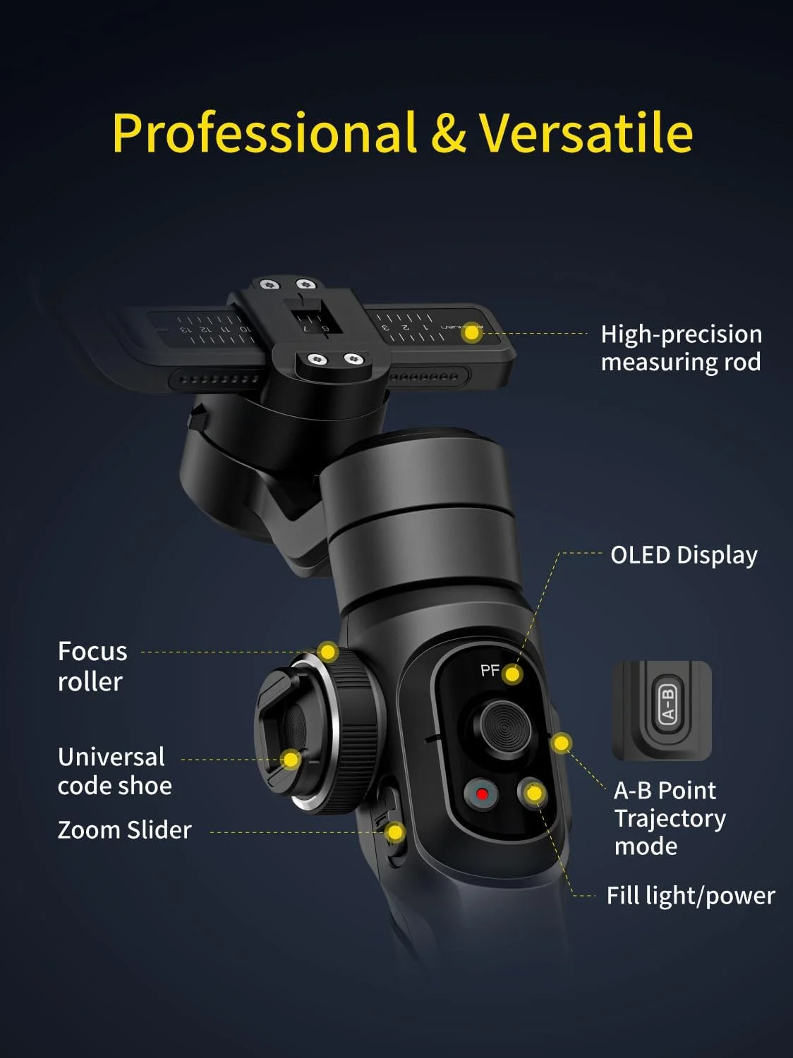 لرزشگیر گیمبال تلفن هوشمند AOCHUAN، گیمبال تلفن همراه با میله افزایش طول 8 اینچی، لرزشگیر حرفه ای 3 محوره با نور پرکننده مغناطیسی RGB برای ضبط ویدیو، سازگار با iPhone/Andriod-Smart S2 Kit