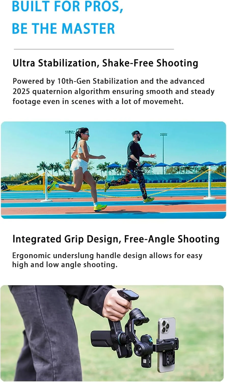 لرزشگیر گیمبال FeiyuTech SCORP Mini 3 برای گوشی های هوشمند، دارای ماژول ردیابی هوش مصنوعی و فن خنک کننده داخلی، گیمبال 3 محوره تلفن با ظرفیت حمل 2 کیلوگرم با طراحی گریپ یکپارچه، لرزشگیر گیمبال برای آیفون و اندروید لرزشگیر گیمبال FeiyuTech SCORP Mini 3 برای گوشی های هوشمند، دارای ماژول ردیابی هوش مصنوعی و فن خنک کننده داخلی، گیمبال 3 محوره تلفن با ظرفیت حمل 2 کیلوگرم با طراحی گریپ یکپارچه، لرزشگیر گیمبال برای آیفون و اندروید