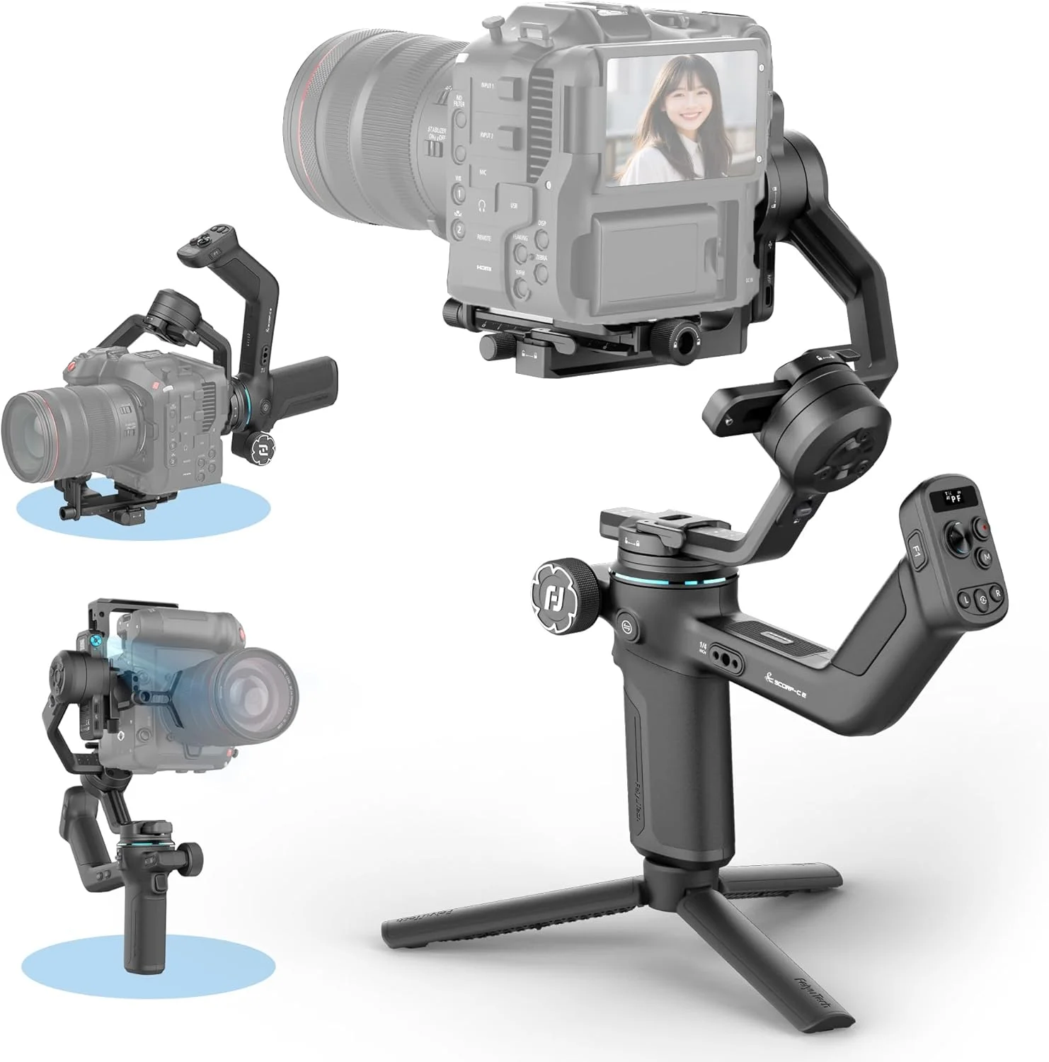 گیمبال دوربین Feiyutech SCORP-C2 [رسمی] با ردیابی هوش مصنوعی 4.0، تثبیت کننده گیمبال 3 محوره برای دوربین DSLR/Mirrorless، بارگیری 3.5 کیلوگرم، دسته عقب یکپارچه، پنل کنترل دکمه ای، تصویربرداری عمودی بومی