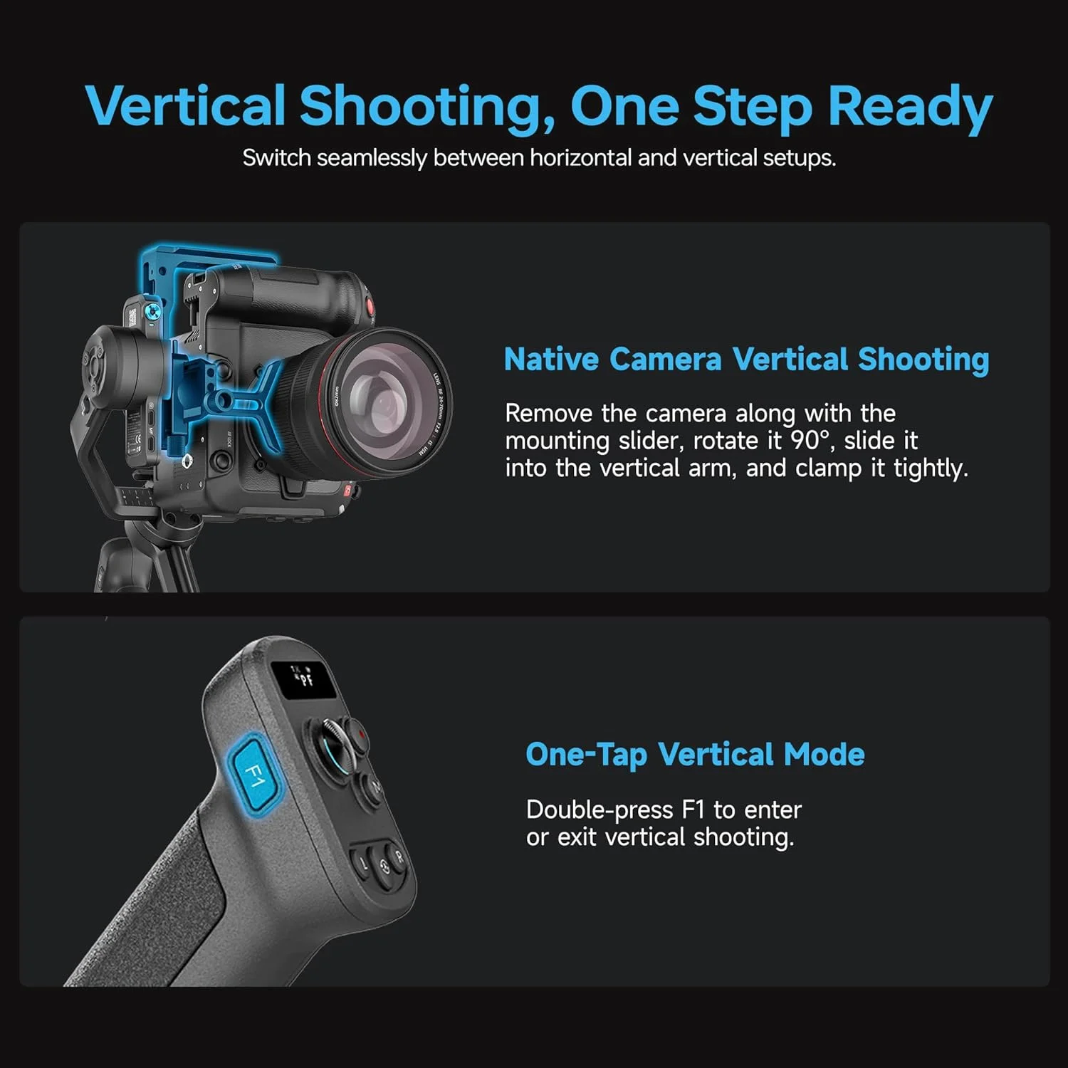 گیمبال دوربین Feiyutech SCORP-C2 [رسمی] با ردیابی هوش مصنوعی 4.0، تثبیت کننده گیمبال 3 محوره برای دوربین DSLR/Mirrorless، بارگیری 3.5 کیلوگرم، دسته عقب یکپارچه، پنل کنترل دکمه ای، تصویربرداری عمودی بومی