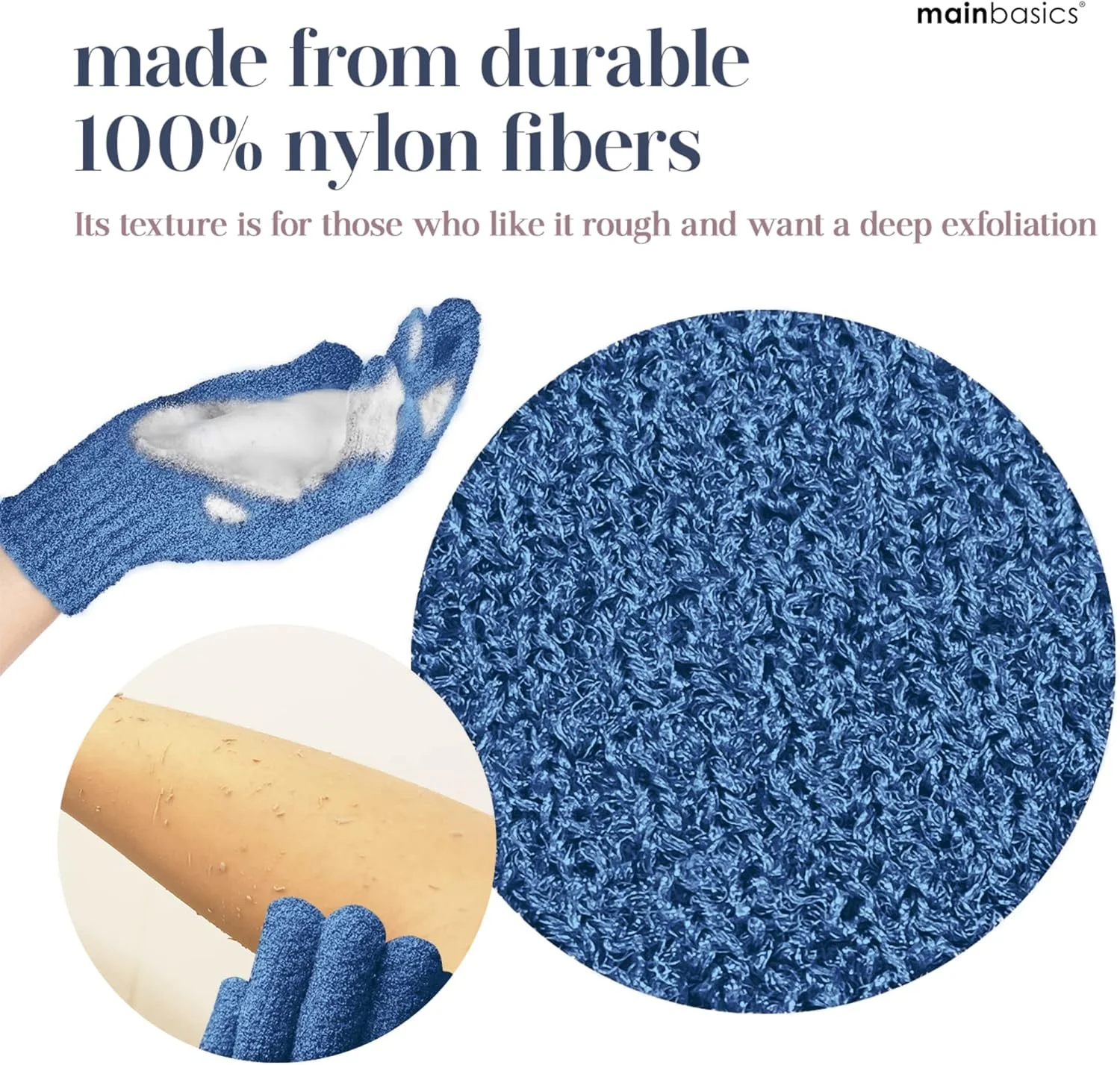 دستکش لایه بردار حمام MainBasics - دستکش اسکراب بدن برای لایه برداری عمیق - از بین برنده پوست مرده - مناسب برای اسپا، ماساژ و استفاده روزانه در حمام (1 جفت) دستکش لایه بردار حمام MainBasics - دستکش اسکراب بدن برای لایه برداری عمیق - از بین برنده پوست مرده - مناسب برای اسپا، ماساژ و استفاده روزانه در حمام (1 جفت)