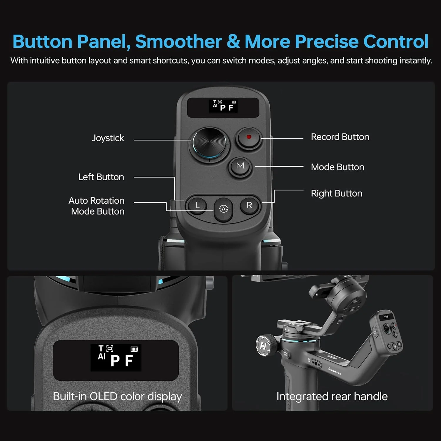 گیمبال دوربین Feiyutech SCORP-C2 [رسمی] با ردیابی هوش مصنوعی 4.0، تثبیت کننده گیمبال 3 محوره برای دوربین DSLR/Mirrorless، بارگیری 3.5 کیلوگرم، دسته عقب یکپارچه، پنل کنترل دکمه ای، تصویربرداری عمودی بومی
