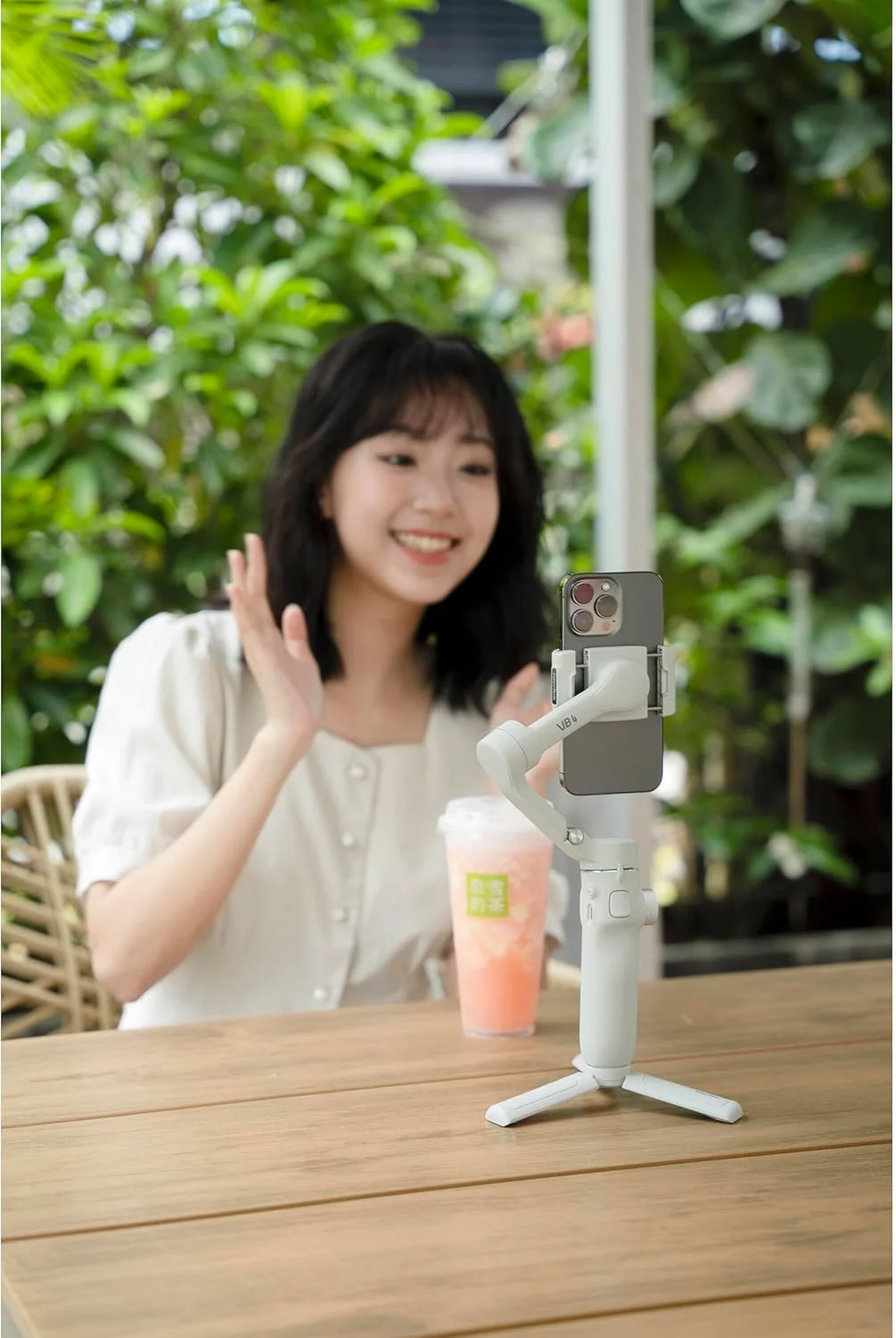 FeiyuTech VB4 [Official] 3-Axis Smartphone Gimbal Stabilizer,8.4’’Built-in Extendable Pole,Face/Object AI Tracking,fits iPhone17 16 15 Samsung Android Phone YouTube IG TikTok,Max 260g