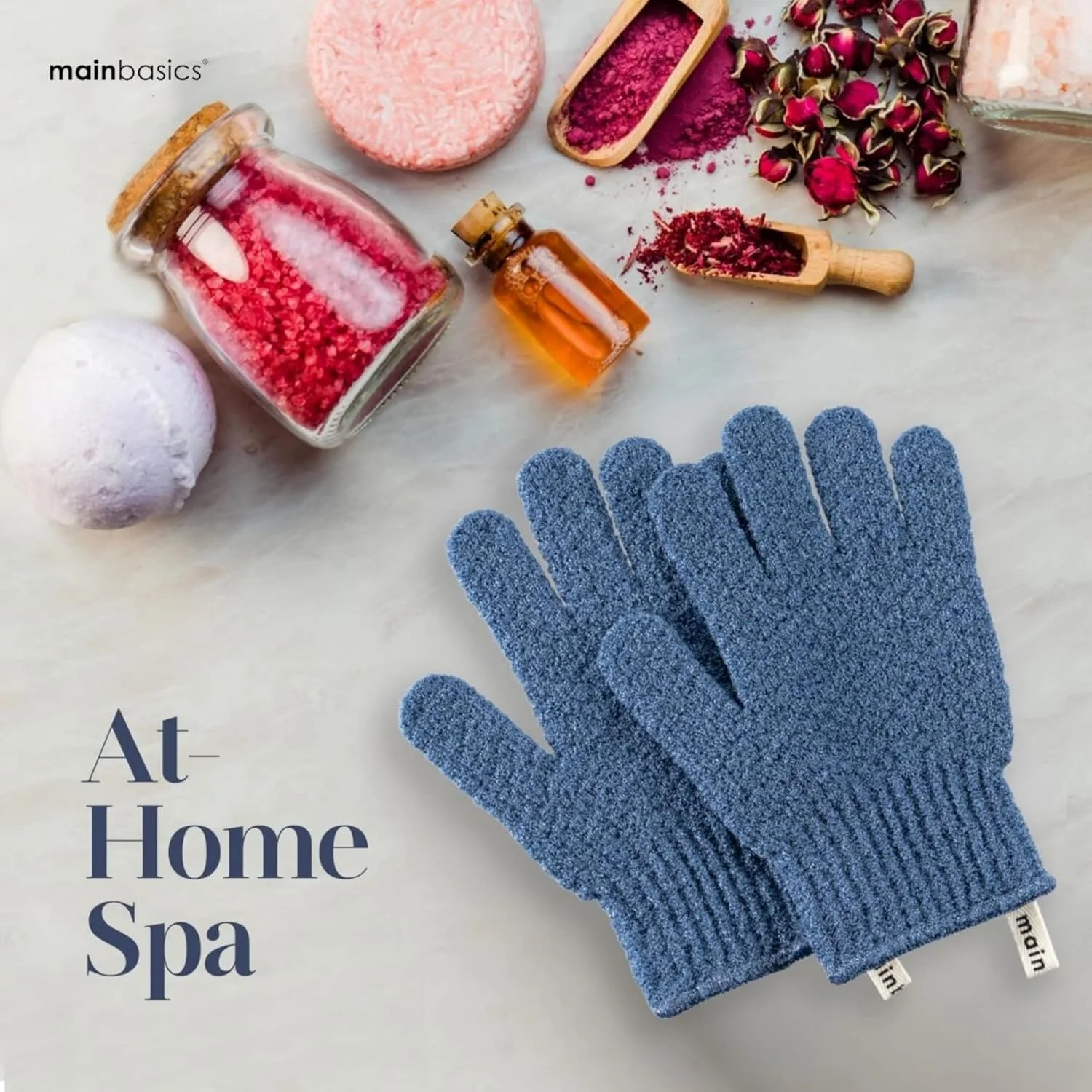 دستکش لایه بردار حمام MainBasics - دستکش اسکراب بدن برای لایه برداری عمیق - از بین برنده پوست مرده - مناسب برای اسپا، ماساژ و استفاده روزانه در حمام (1 جفت) دستکش لایه بردار حمام MainBasics - دستکش اسکراب بدن برای لایه برداری عمیق - از بین برنده پوست مرده - مناسب برای اسپا، ماساژ و استفاده روزانه در حمام (1 جفت)