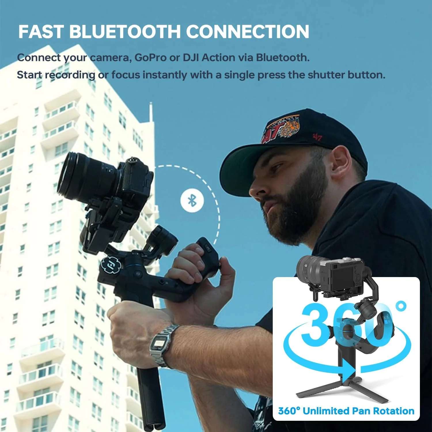 [ترکیب] FeiyuTech SCORP Mini-3 PRO تثبیت کننده دوربین 3 محوره همه کاره، تثبیت کننده گیمبال دستی با حسگر ردیابی هوش مصنوعی داخلی، دسته جدا شونده با کنترل بی سیم 12 متری، ظرفیت حمل 2 کیلوگرم، کنترل با اشاره