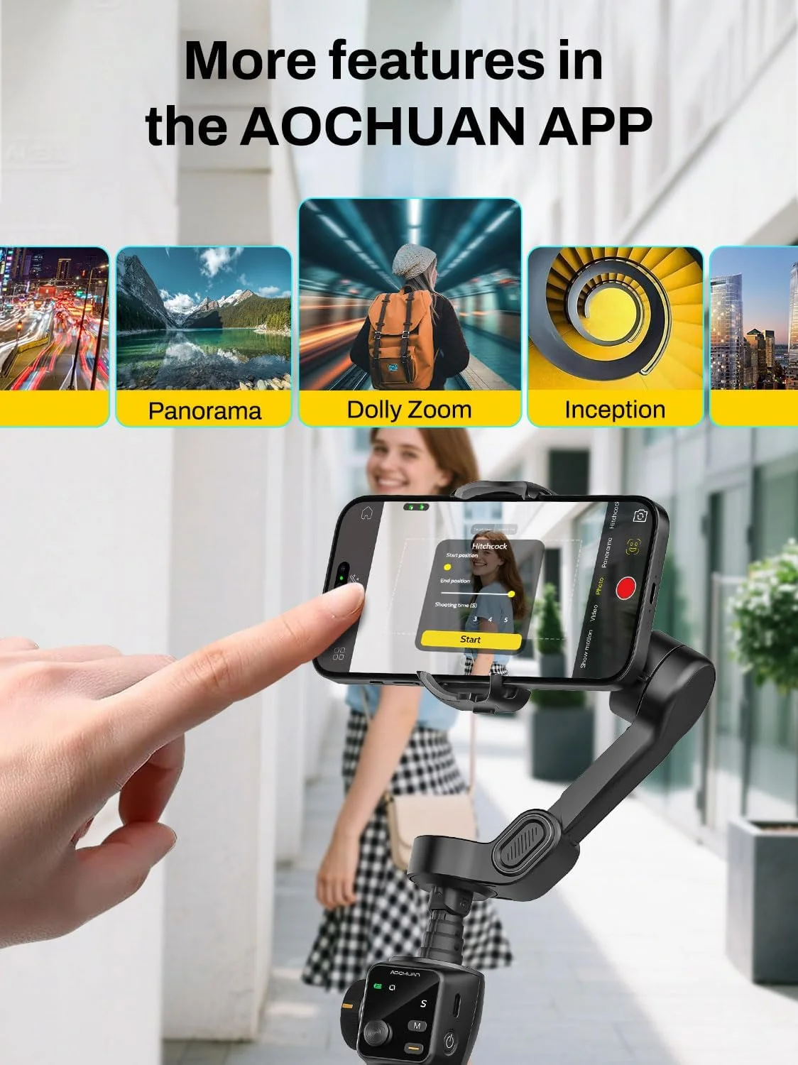 AOCHUAN 3-Axis Gimbal Stabilizer for iPhone, Smartphone Gimbal w/7.8" Extension Rod, OLED Display, Phone Stabilizer w/Face Tracking, Gesture Control, Video Record for iPhone & Android - Smart V8 Black AOCHUAN 3-Axis Gimbal Stabilizer for iPhone, Smartphone Gimbal w/7.8" Extension Rod, OLED Display, Phone Stabilizer w/Face Tracking, Gesture Control, Video Record for iPhone & Android - Smart V8 Black