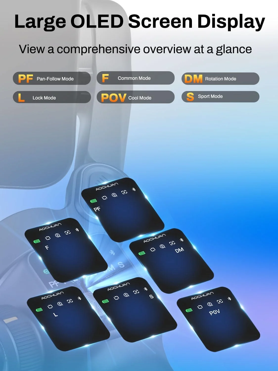 AOCHUAN 3-Axis Gimbal Stabilizer for iPhone, Smartphone Gimbal w/7.8" Extension Rod, OLED Display, Phone Stabilizer w/Face Tracking, Gesture Control, Video Record for iPhone & Android - Smart V8 Black AOCHUAN 3-Axis Gimbal Stabilizer for iPhone, Smartphone Gimbal w/7.8" Extension Rod, OLED Display, Phone Stabilizer w/Face Tracking, Gesture Control, Video Record for iPhone & Android - Smart V8 Black