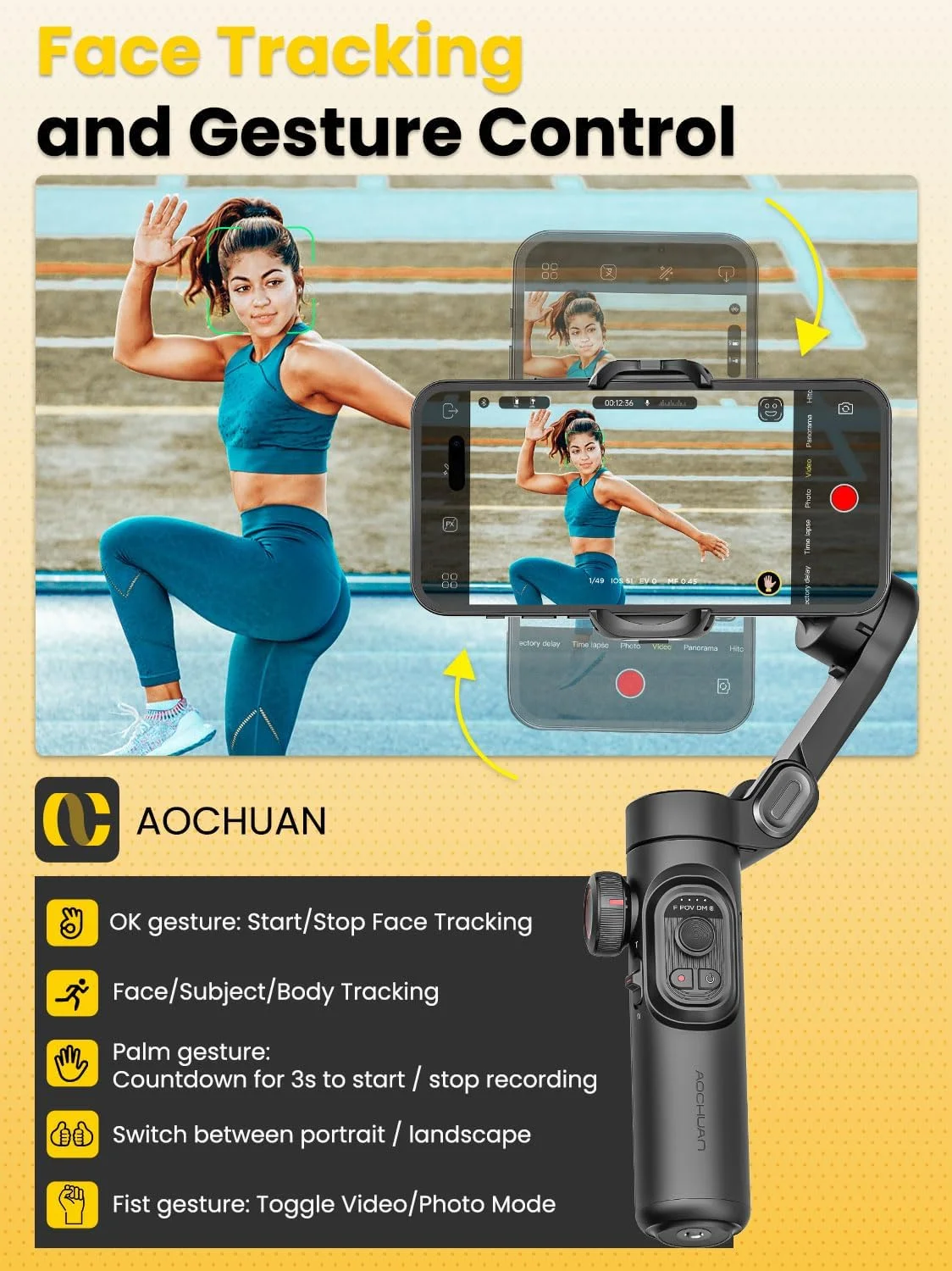لرزشگیر گیمبال تاشو و قابل حمل AOCHUAN برای تلفن هوشمند، لرزشگیر دستی 3 محوره تلفن برای ضبط ویدیو، گیمبال تلفن همراه برای TikTok YouTube Vlog Selfie، ردیابی خودکار چهره (Smart XE) لرزشگیر گیمبال تاشو و قابل حمل AOCHUAN برای تلفن هوشمند، لرزشگیر دستی 3 محوره تلفن برای ضبط ویدیو، گیمبال تلفن همراه برای TikTok YouTube Vlog Selfie، ردیابی خودکار چهره (Smart XE)