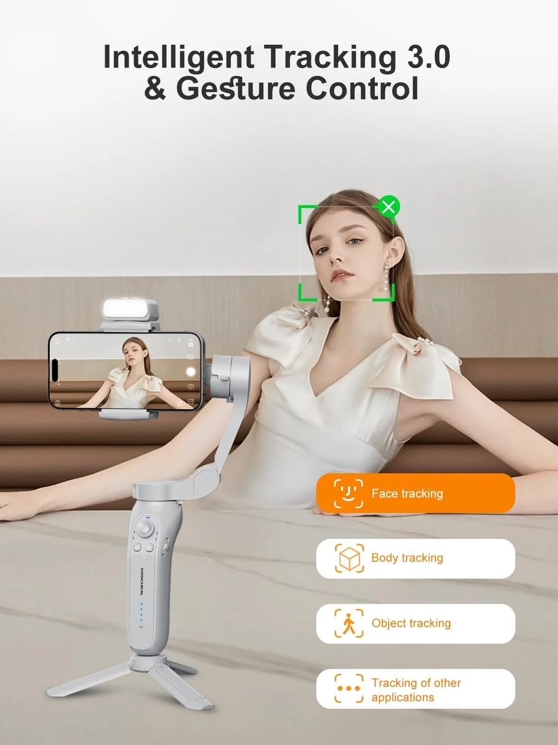 لرزشگیر تلفن همراه KOSCHEAL، لرزشگیر گیمبال 3 محوره تاشو و قابل حمل، ایده آل برای ولاگ، یوتیوب، TikTok و پخش زنده ولاگ برای اندروید و iOS لرزشگیر تلفن همراه KOSCHEAL، لرزشگیر گیمبال 3 محوره تاشو و قابل حمل، ایده آل برای ولاگ، یوتیوب، TikTok و پخش زنده ولاگ برای اندروید و iOS